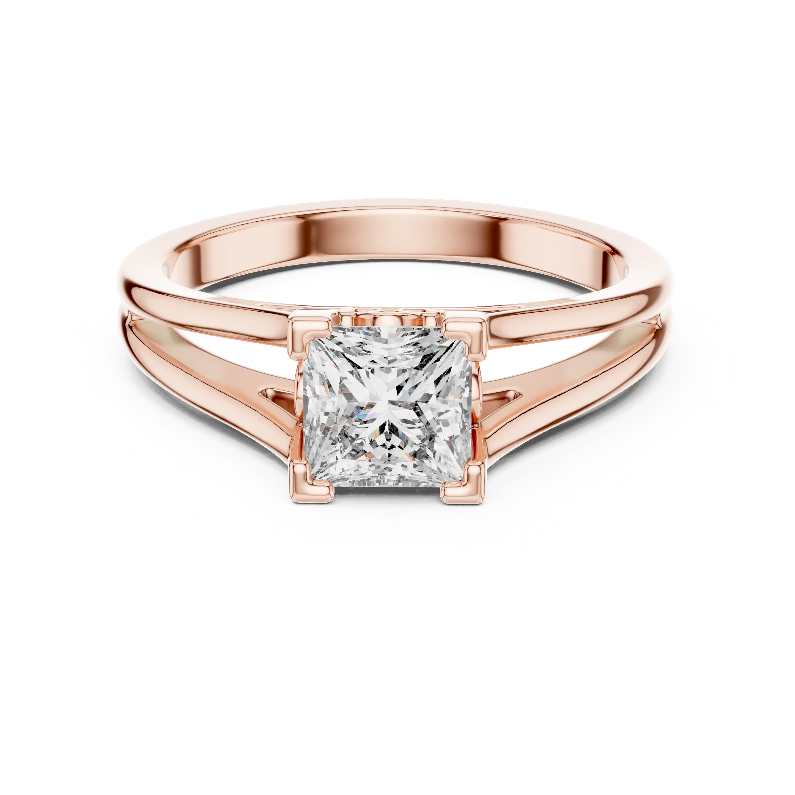 MJR025 - Princess Cut Split Shank Engagement Ring
