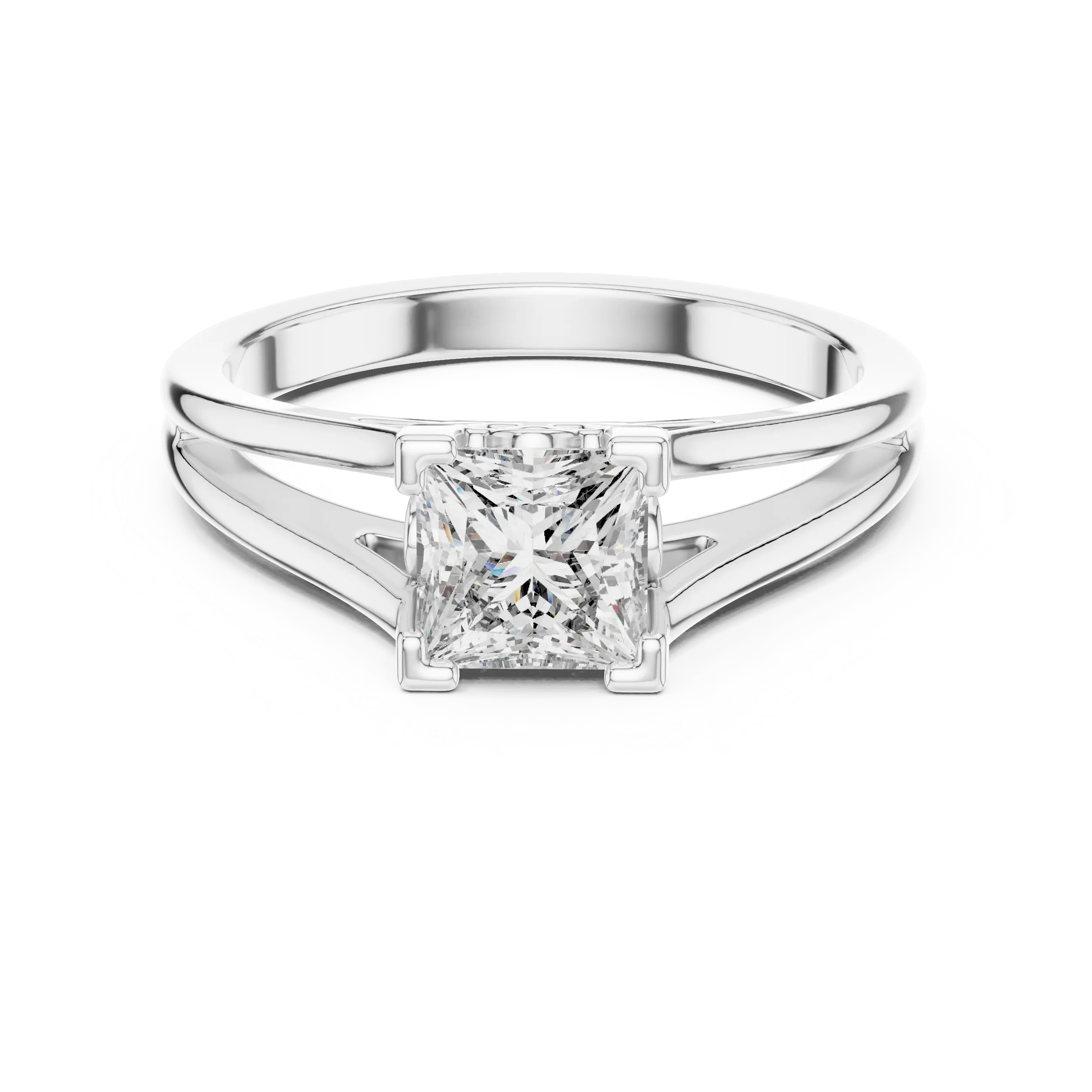 MJR025 - Princess Cut Split Shank Engagement Ring