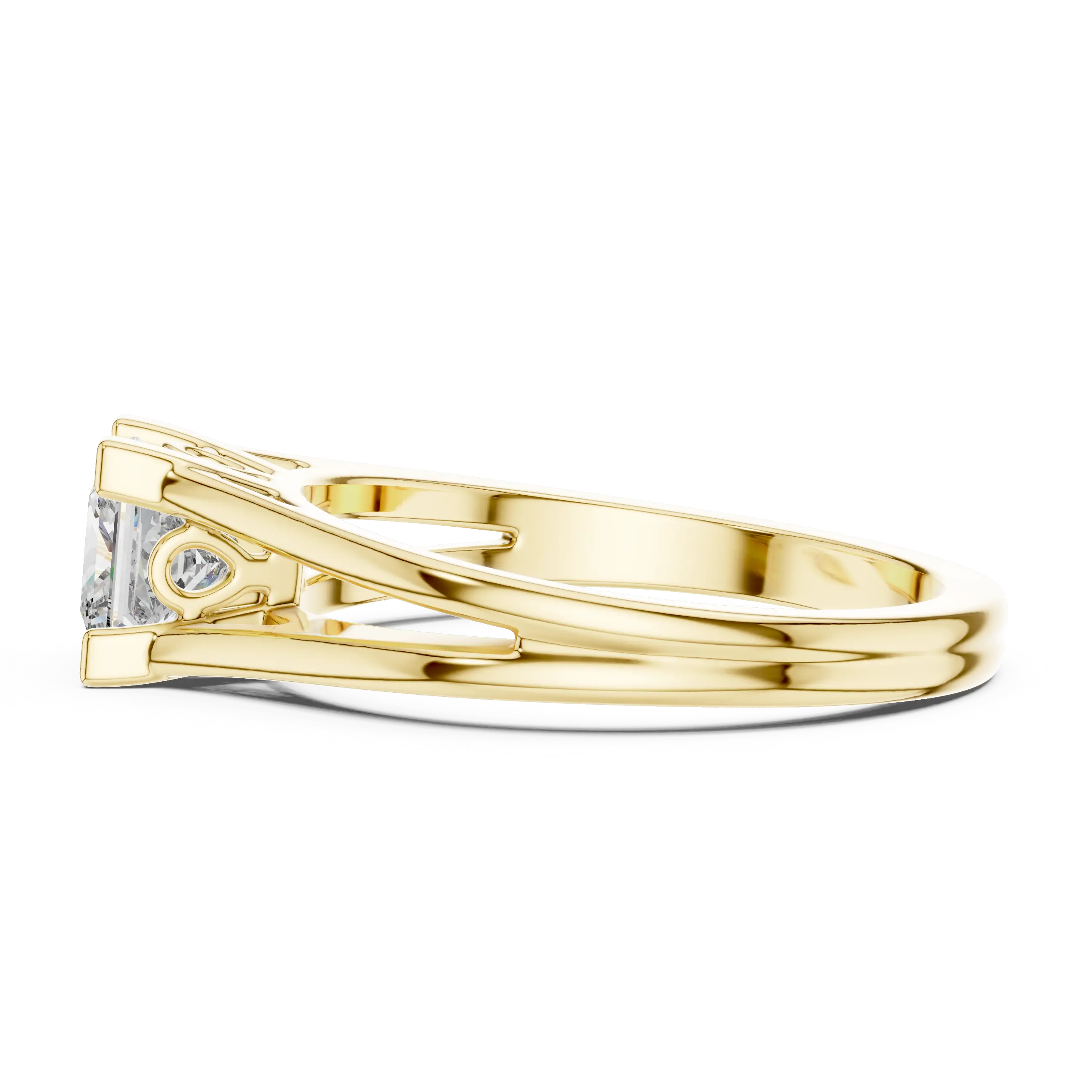 MJR025 - Princess Cut Split Shank Engagement Ring