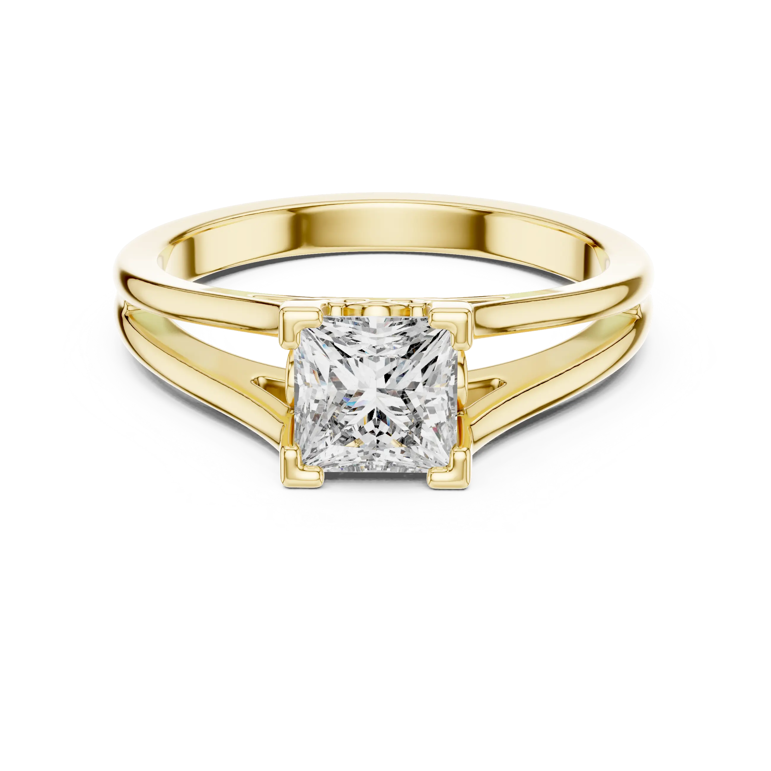 MJR025 - Princess Cut Split Shank Engagement Ring