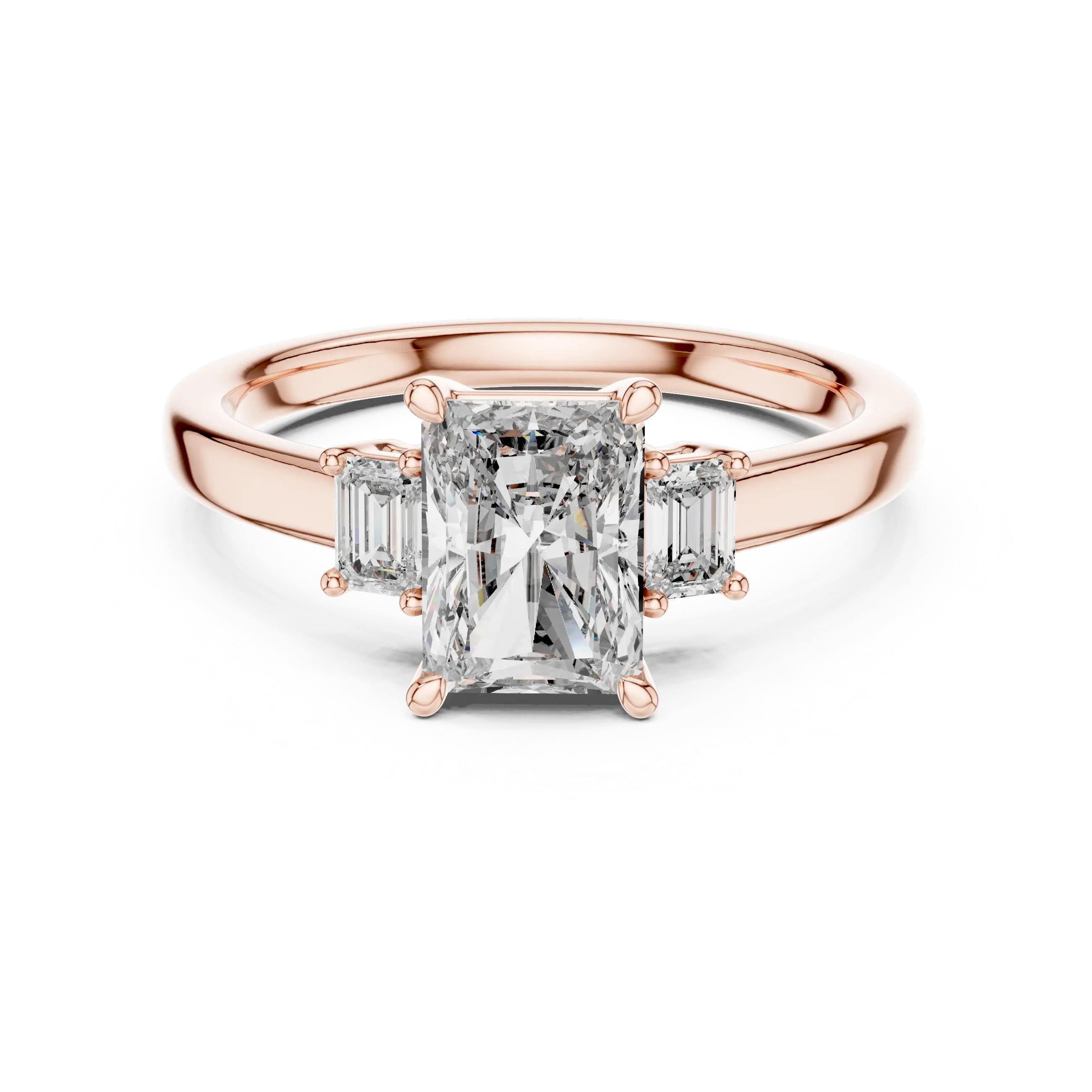 MJR027 - Radiant Cut Three Stone Engagement Ring
