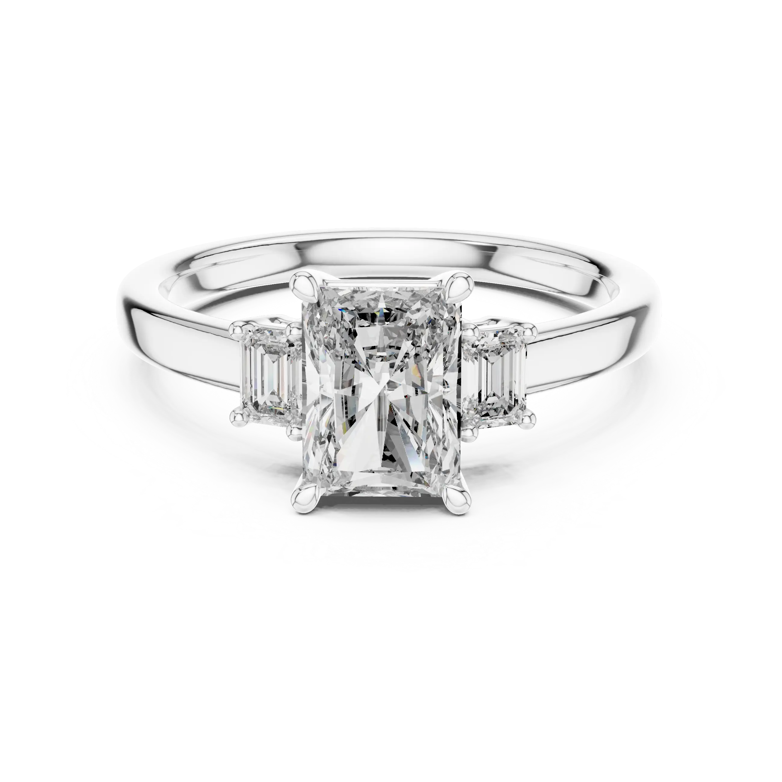 MJR027 - Radiant Cut Three Stone Engagement Ring