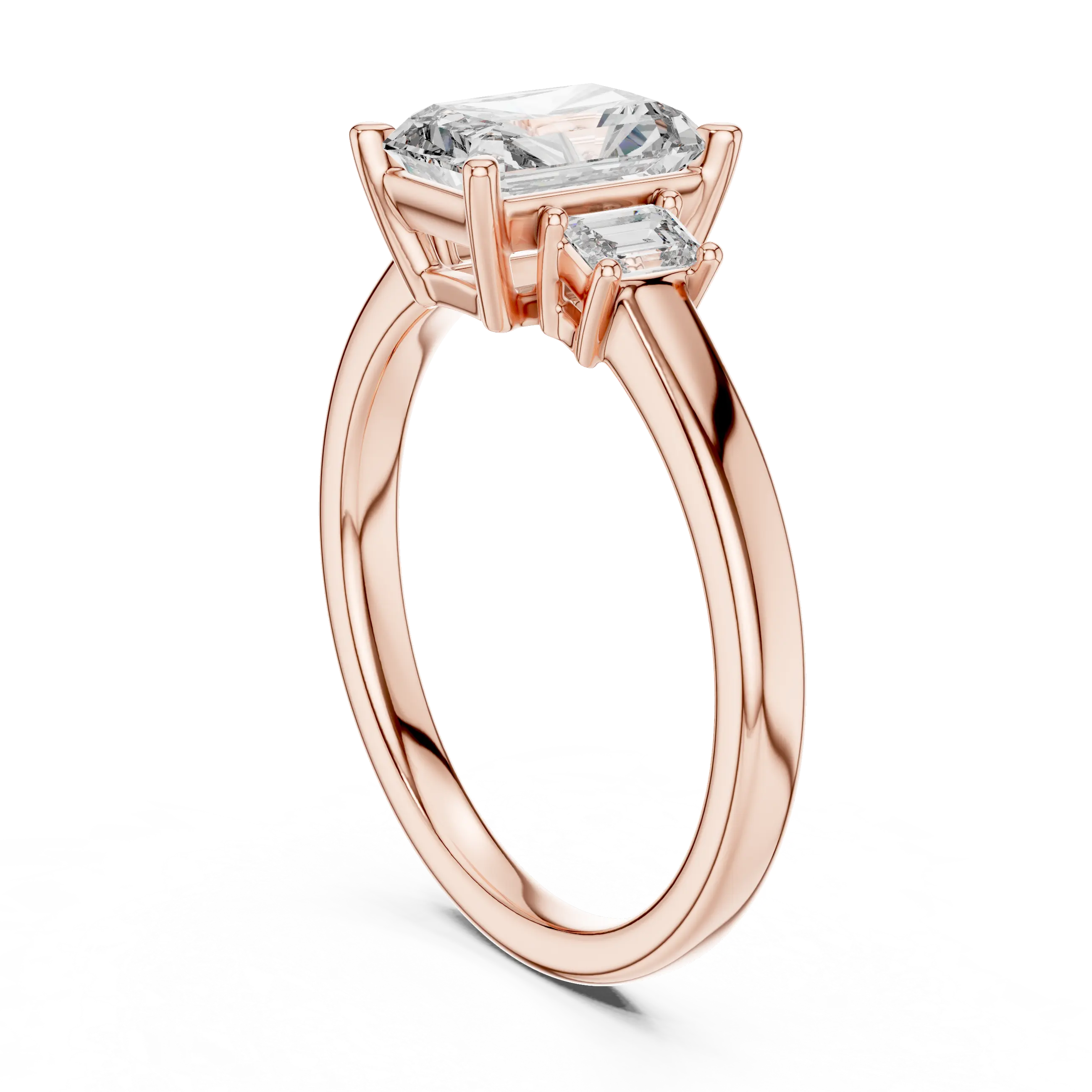 MJR027 - Radiant Cut Three Stone Engagement Ring