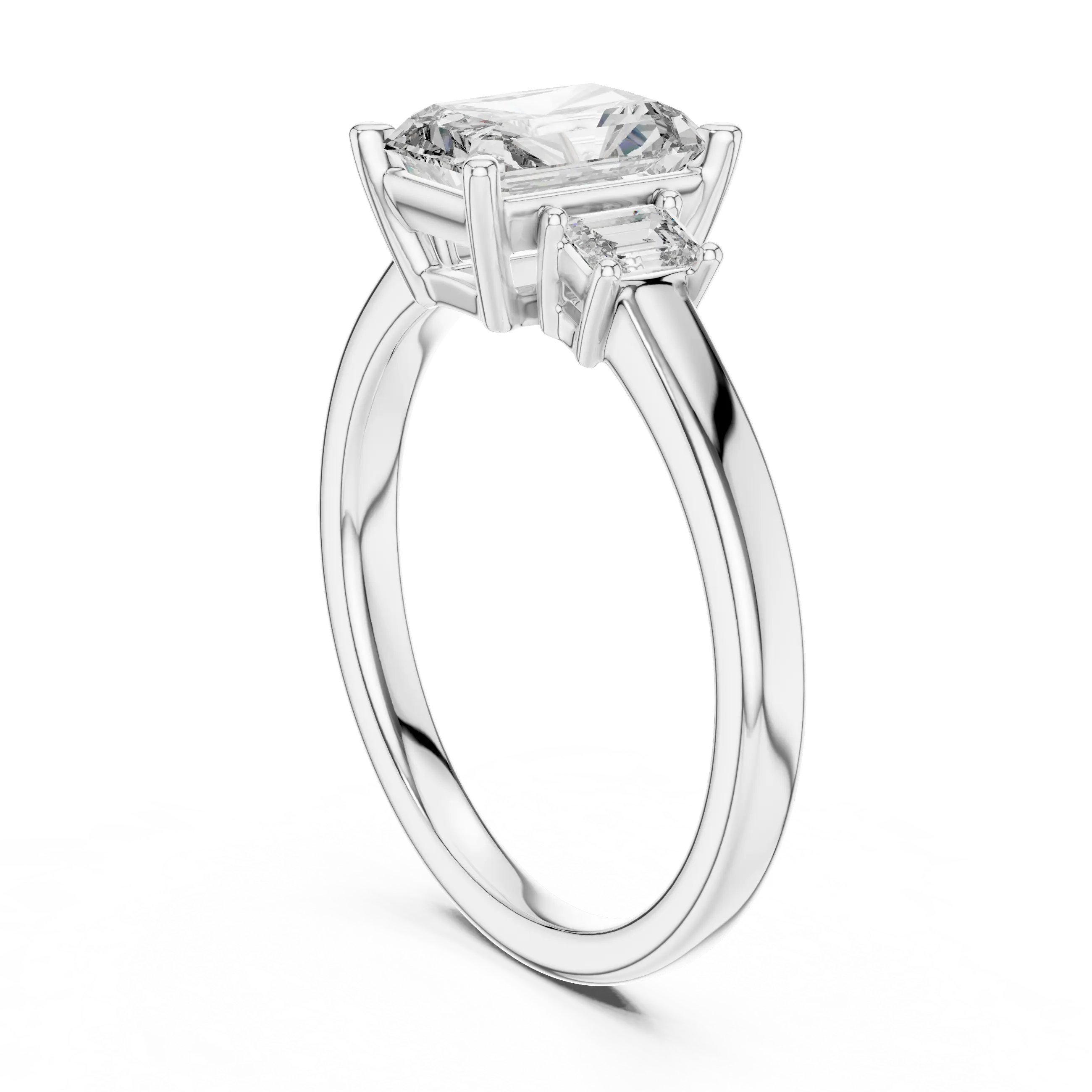 MJR027 - Radiant Cut Three Stone Engagement Ring