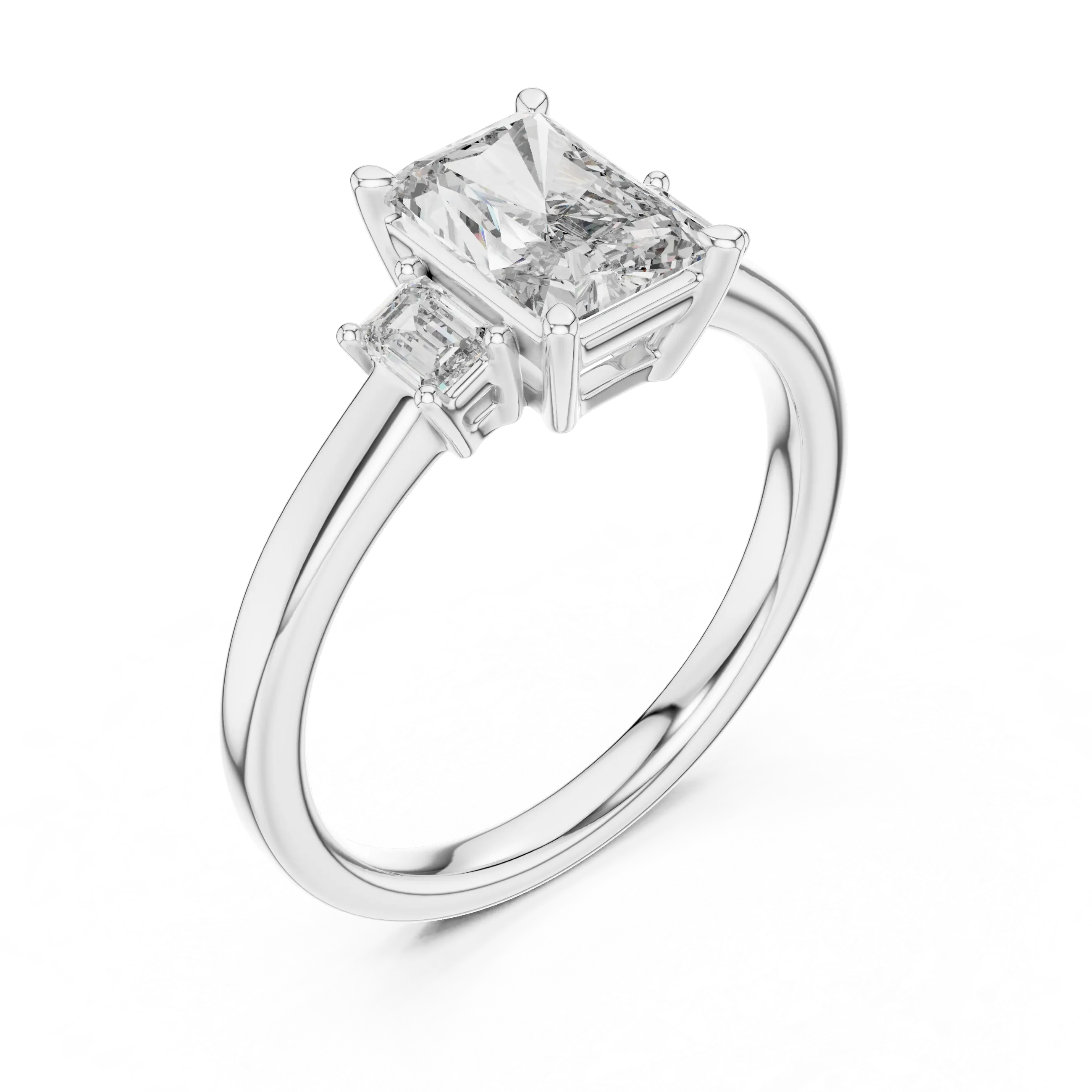 MJR027 - Radiant Cut Three Stone Engagement Ring