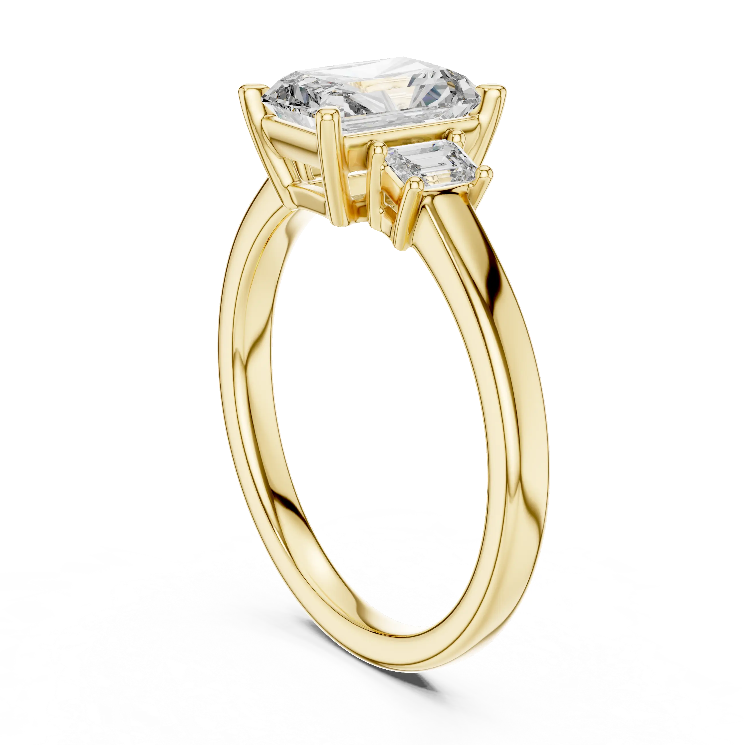 MJR027 - Radiant Cut Three Stone Engagement Ring