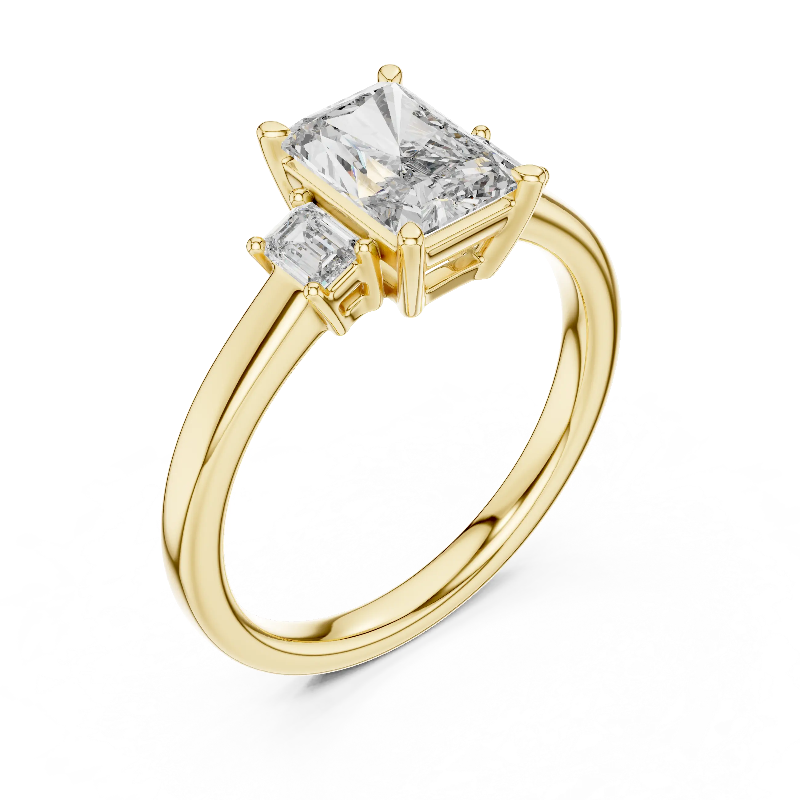 MJR027 - Radiant Cut Three Stone Engagement Ring