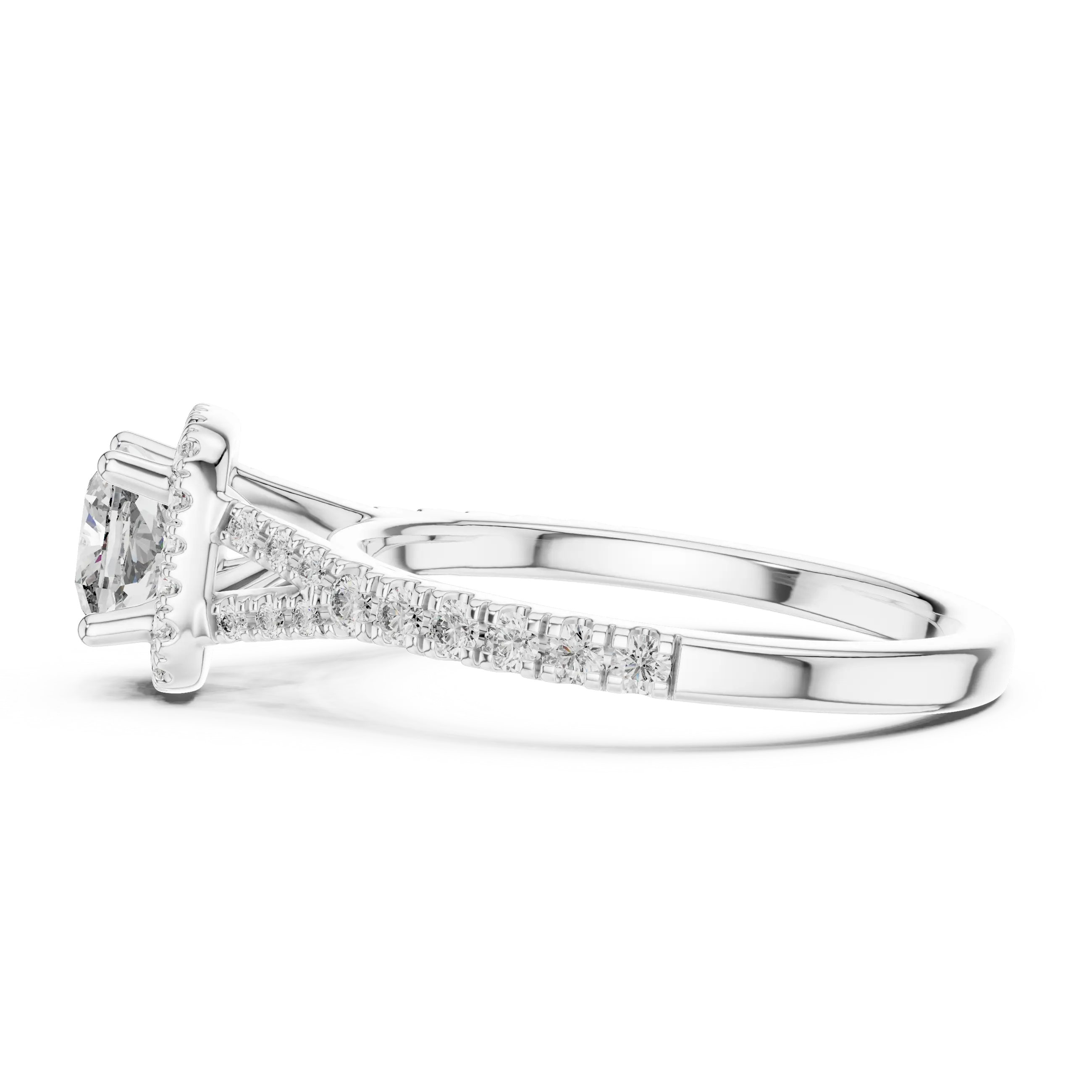 MJR030 - Brilliant Micropavé Border Accent Engagement Ring