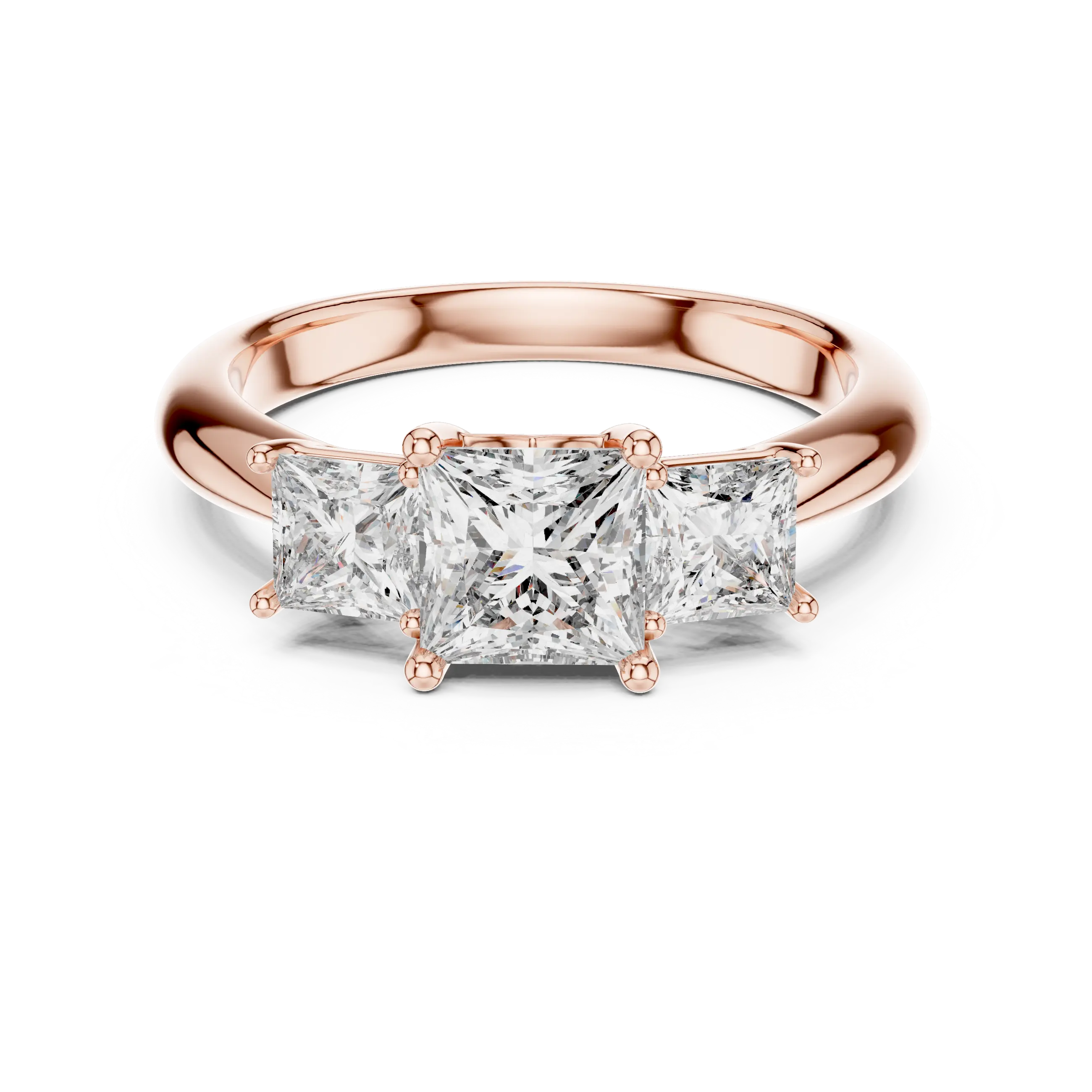 MJR031 - Princess Cut Three Stone Engagement Ring