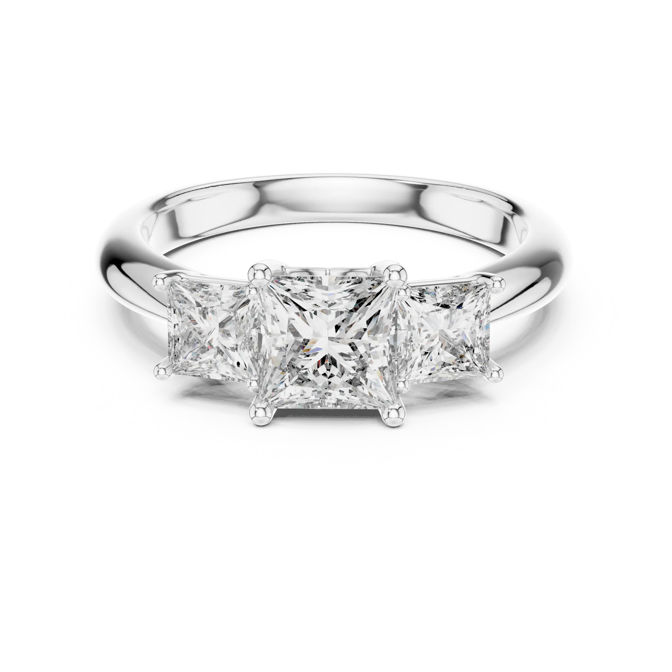 MJR031 - Princess Cut Three Stone Engagement Ring