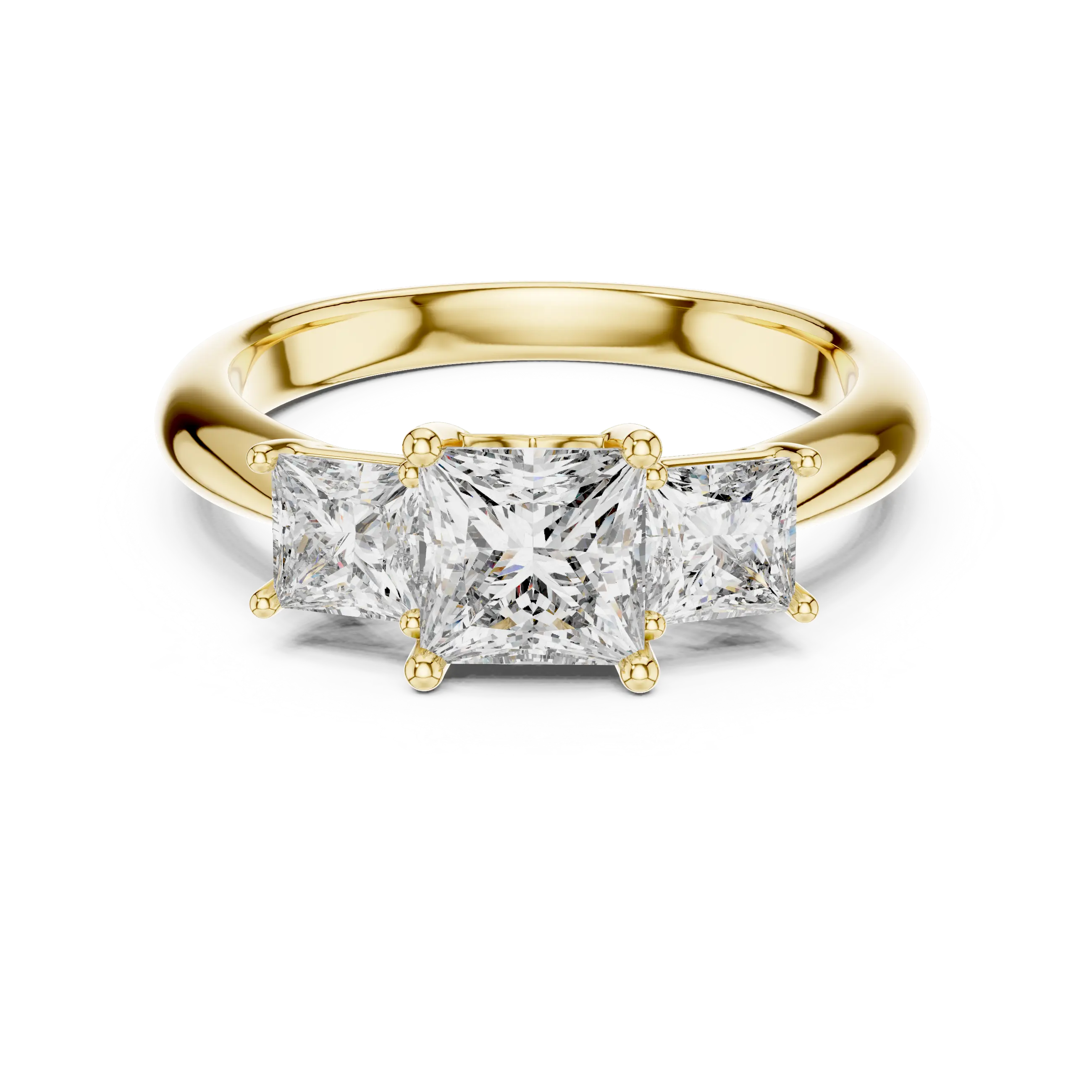 MJR031 - Princess Cut Three Stone Engagement Ring