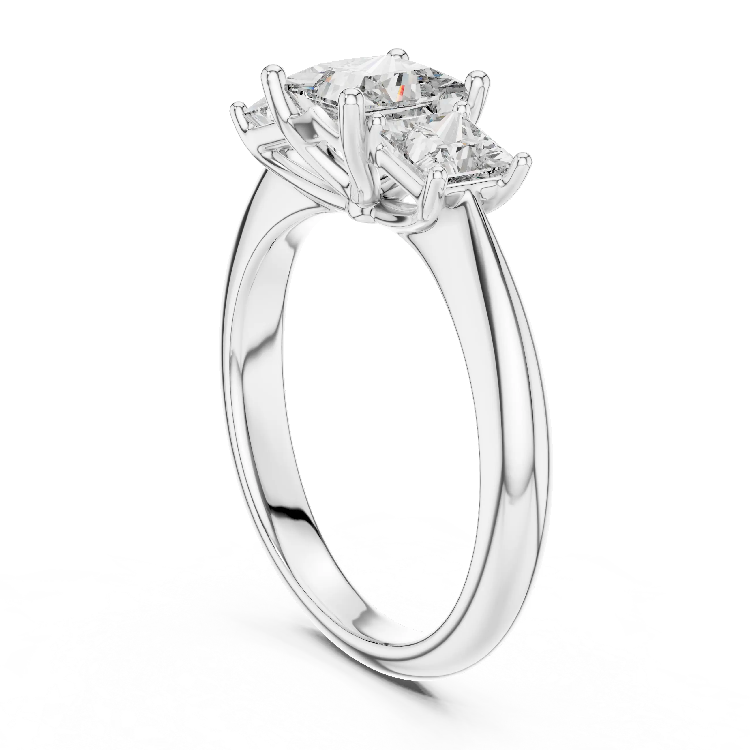MJR031 - Princess Cut Three Stone Engagement Ring