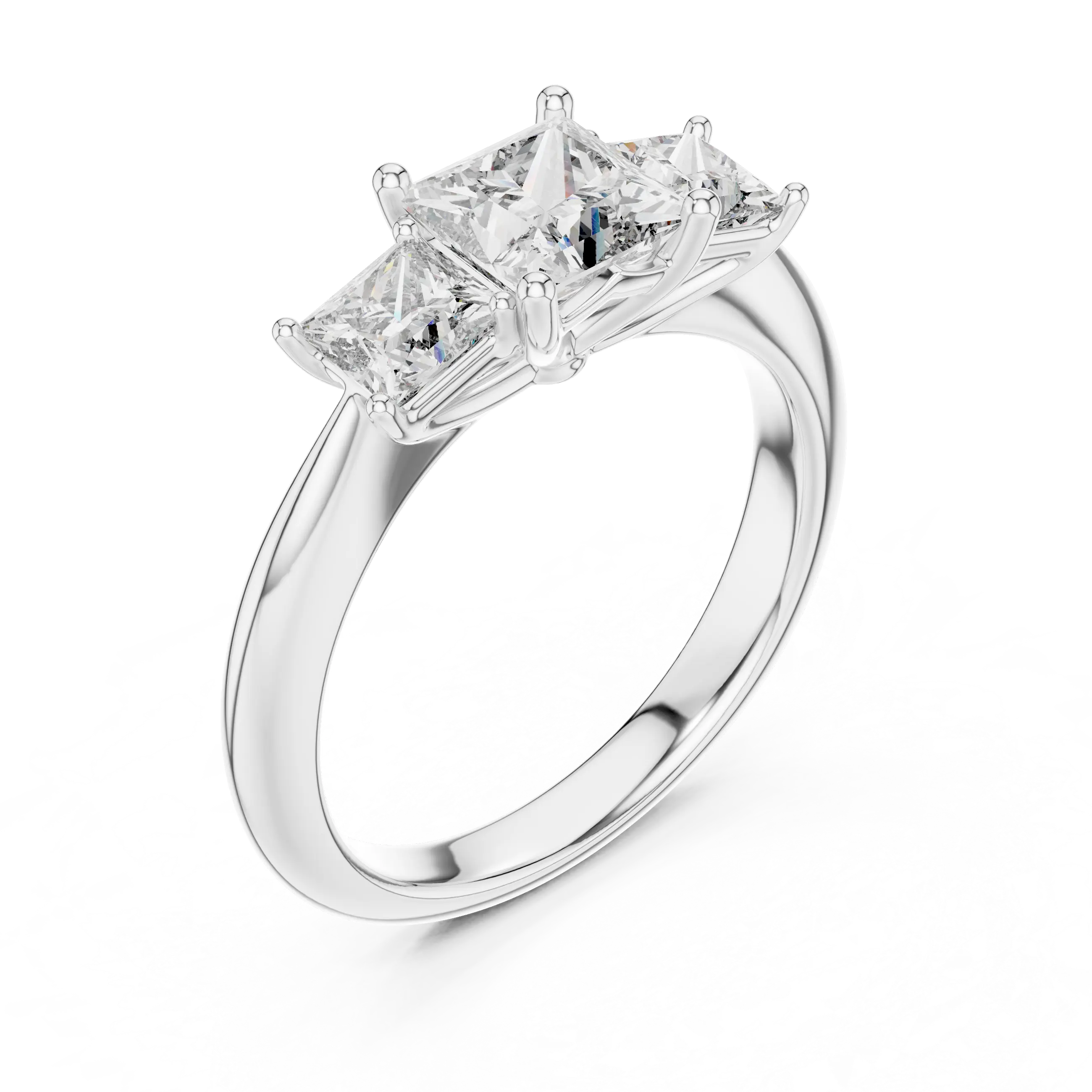 MJR031 - Princess Cut Three Stone Engagement Ring