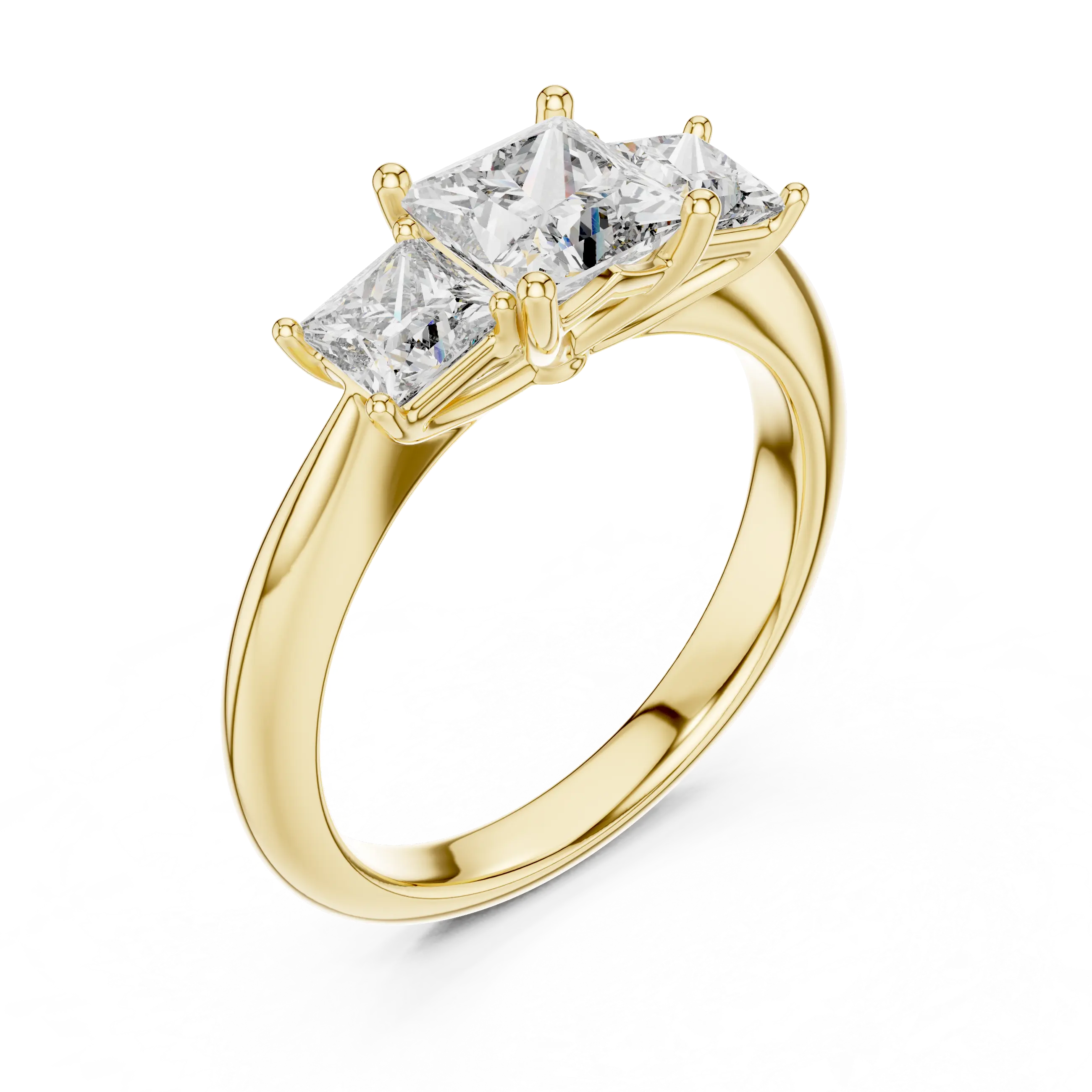 MJR031 - Princess Cut Three Stone Engagement Ring