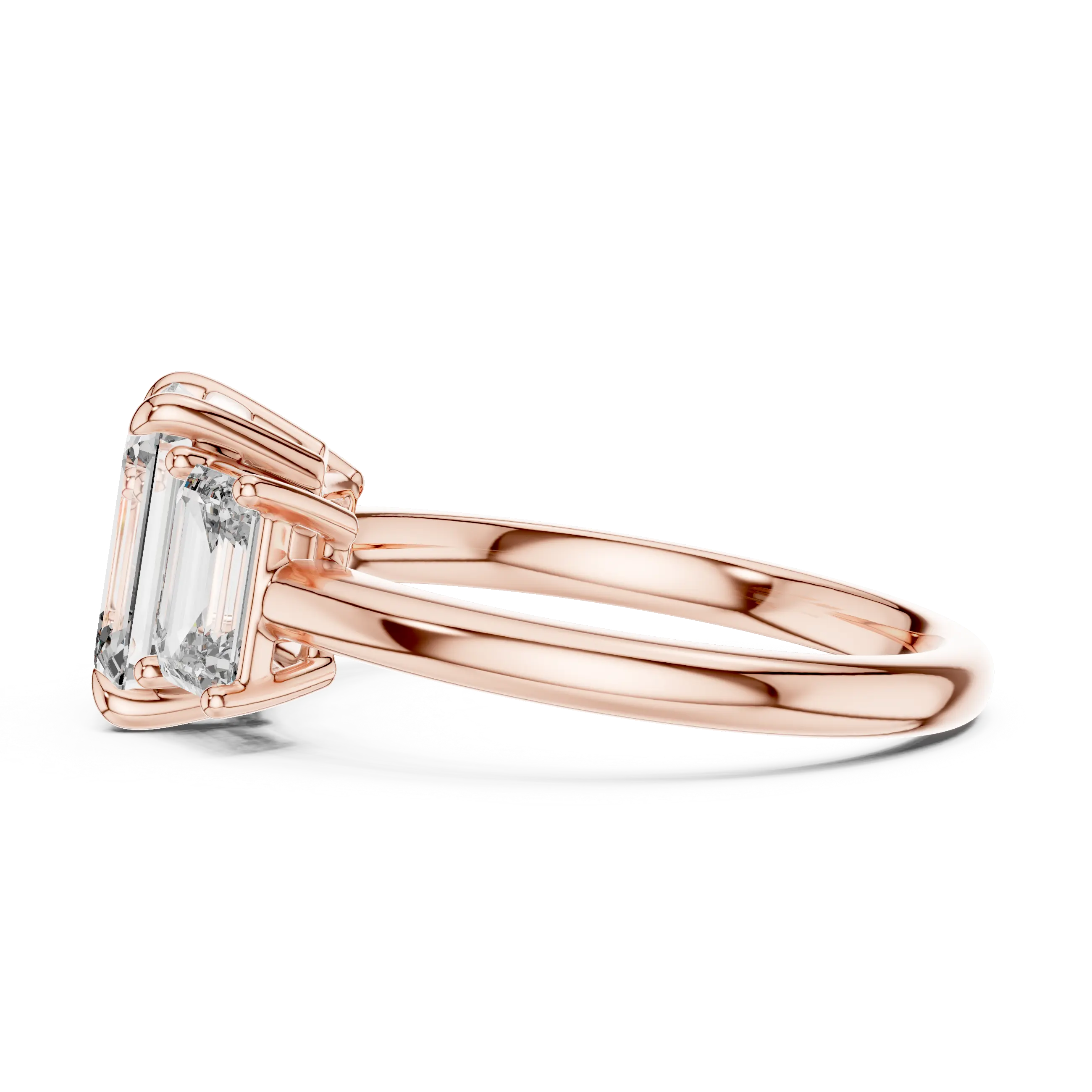 MJR032 - Emerald Cut Architectural Triptych Engagement Ring