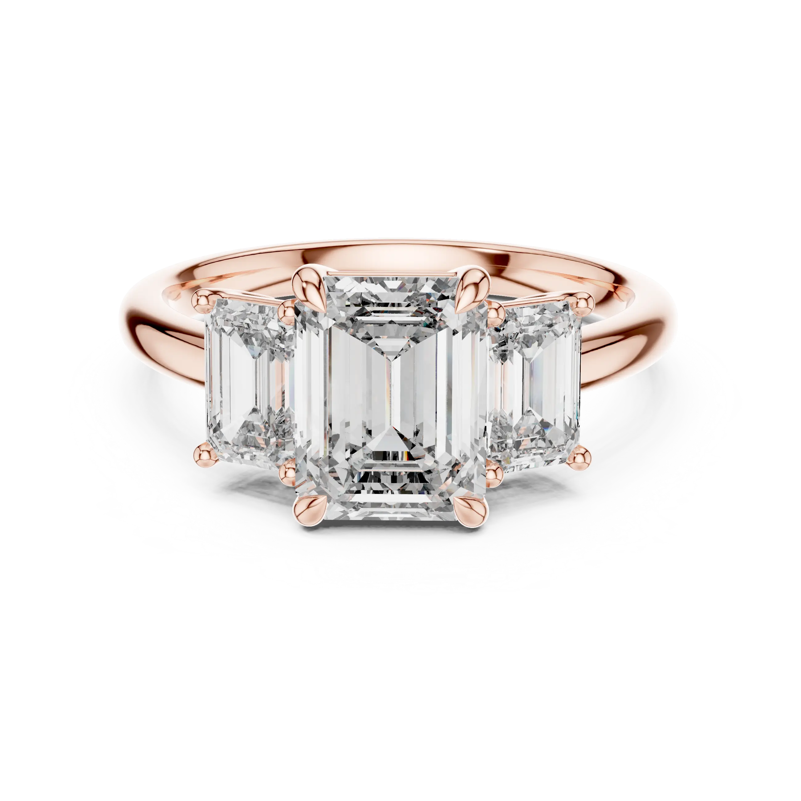 MJR032 - Emerald Cut Architectural Triptych Engagement Ring