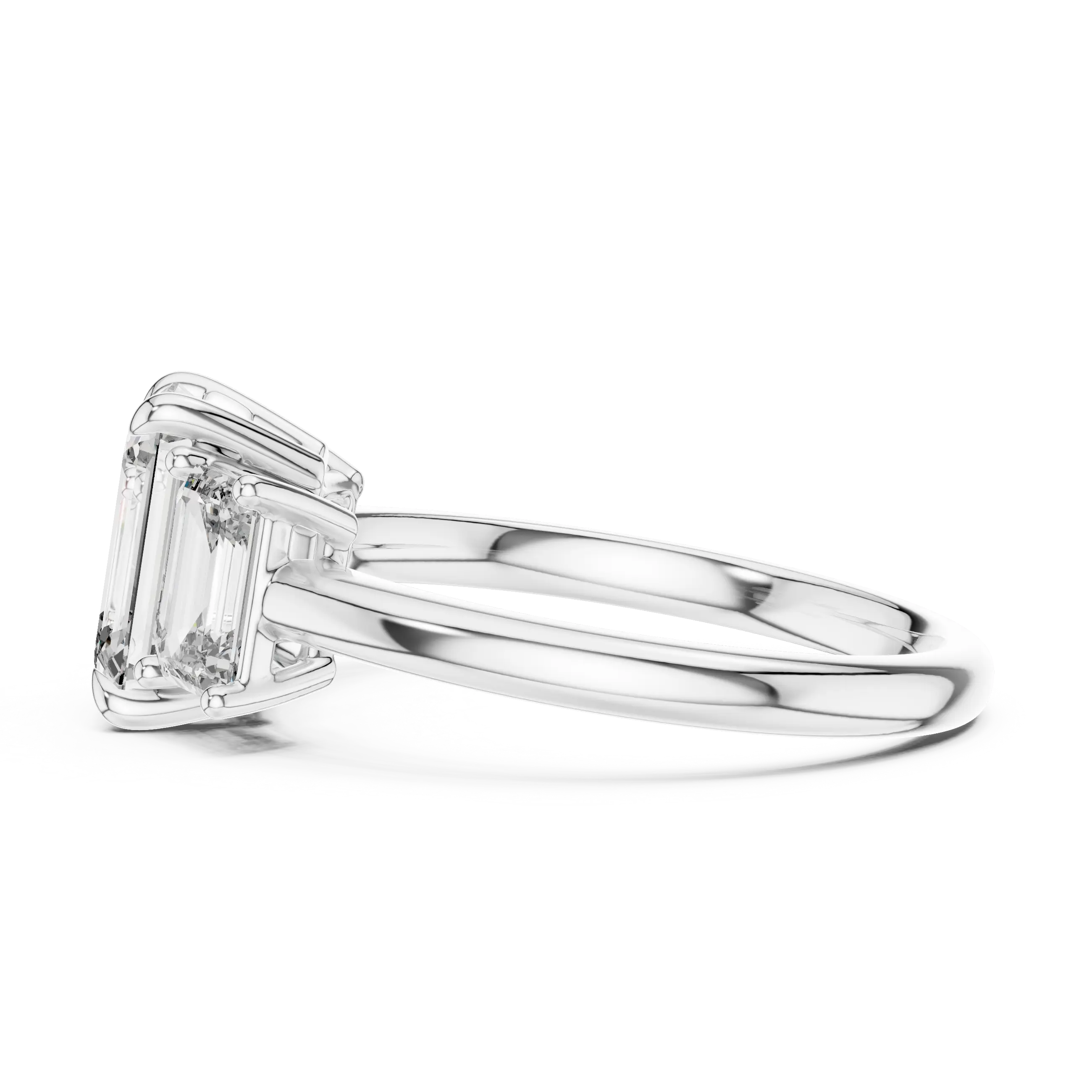 MJR032 - Emerald Cut Architectural Triptych Engagement Ring