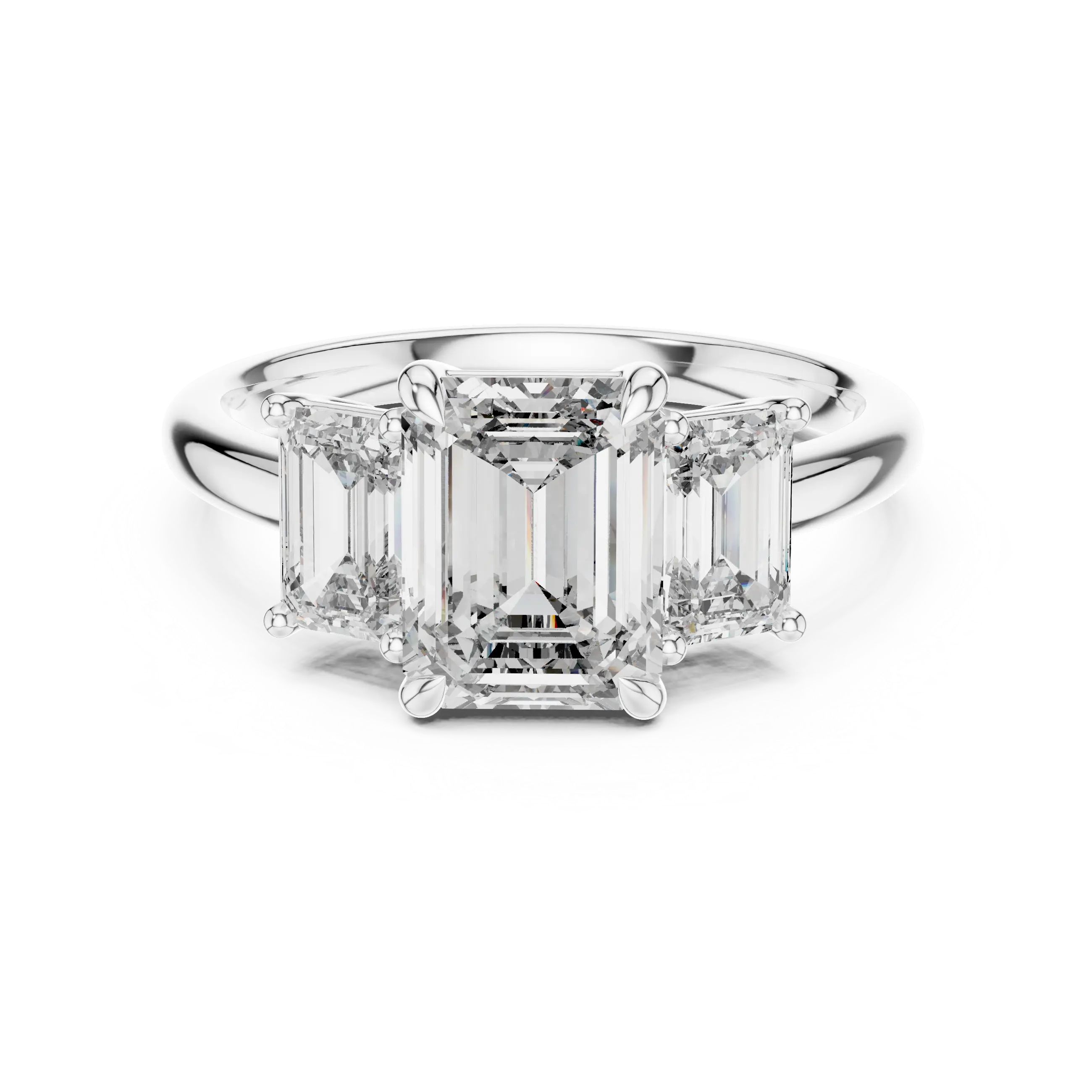 MJR032 - Emerald Cut Architectural Triptych Engagement Ring