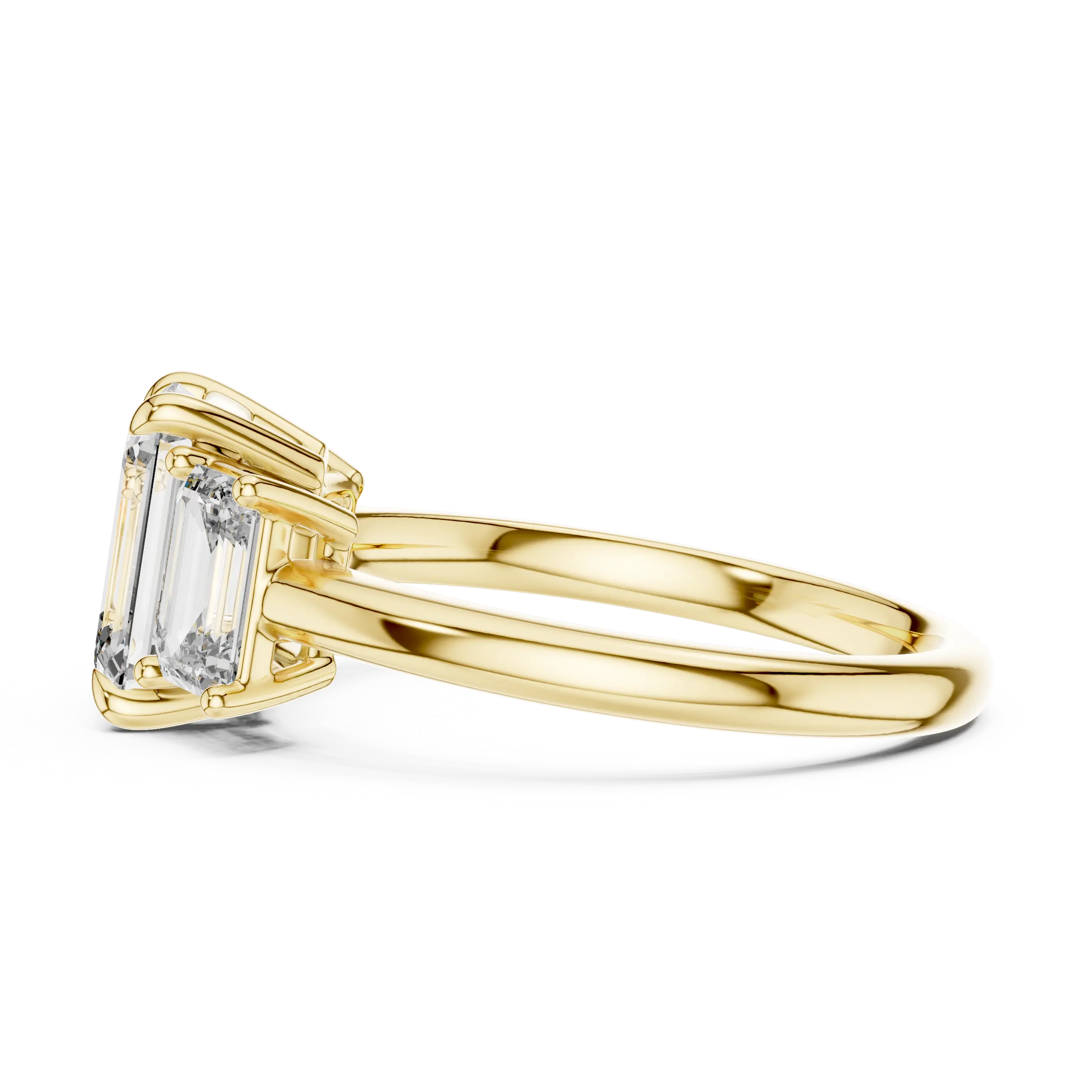 MJR032 - Emerald Cut Architectural Triptych Engagement Ring