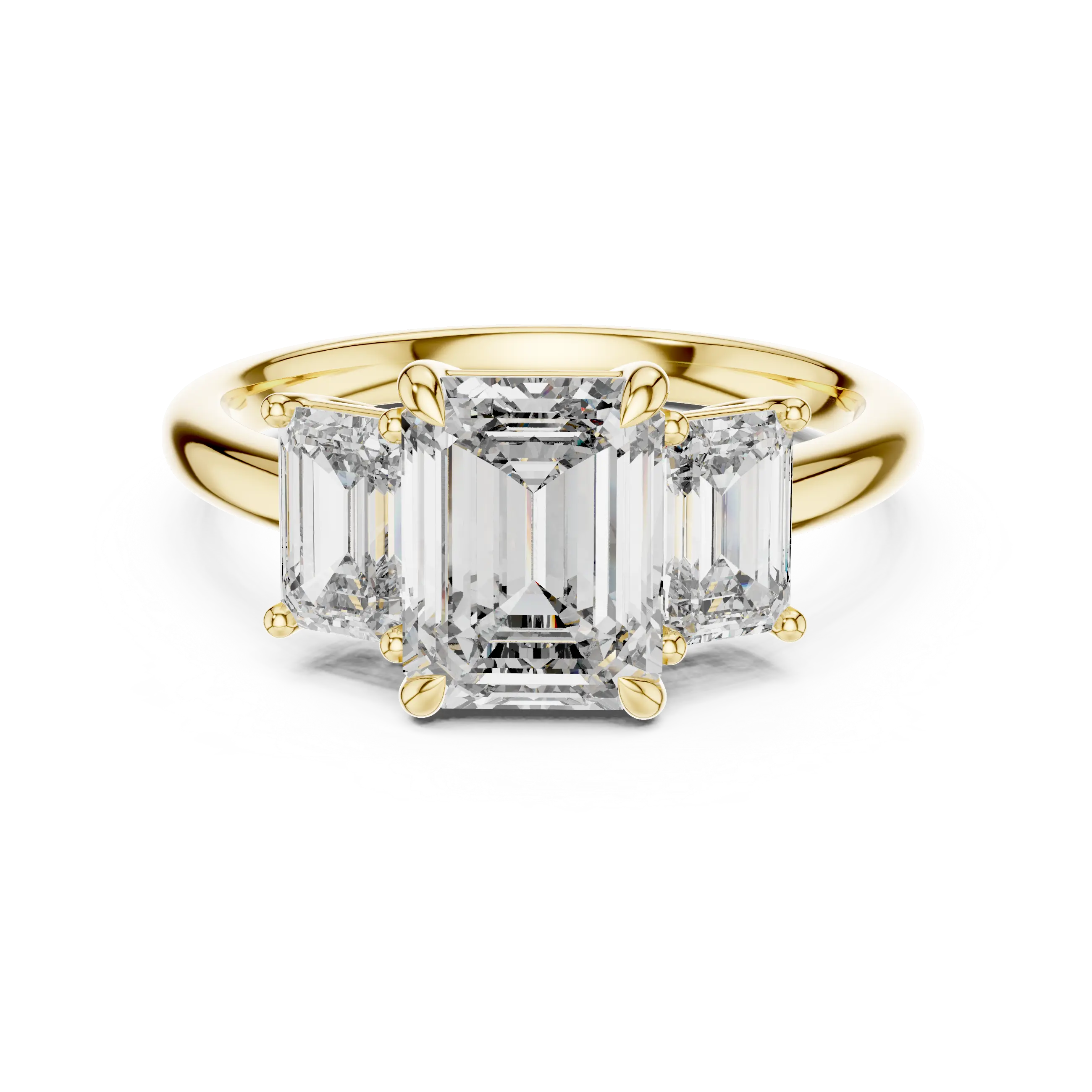 MJR032 - Emerald Cut Architectural Triptych Engagement Ring