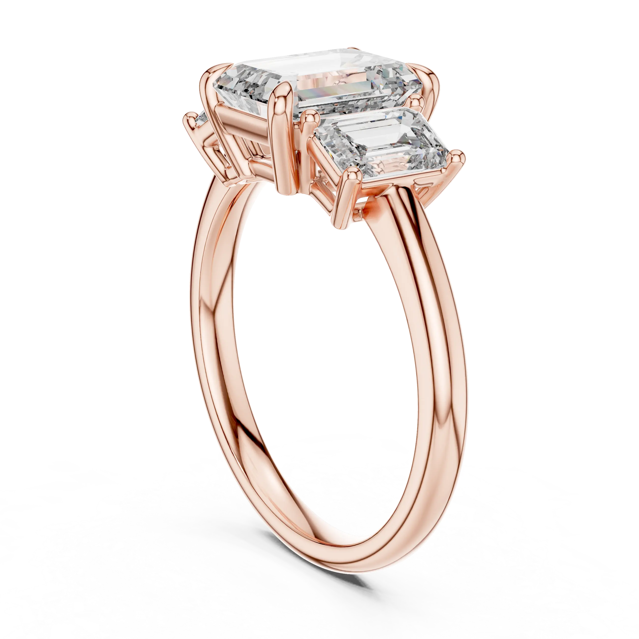 MJR032 - Emerald Cut Architectural Triptych Engagement Ring