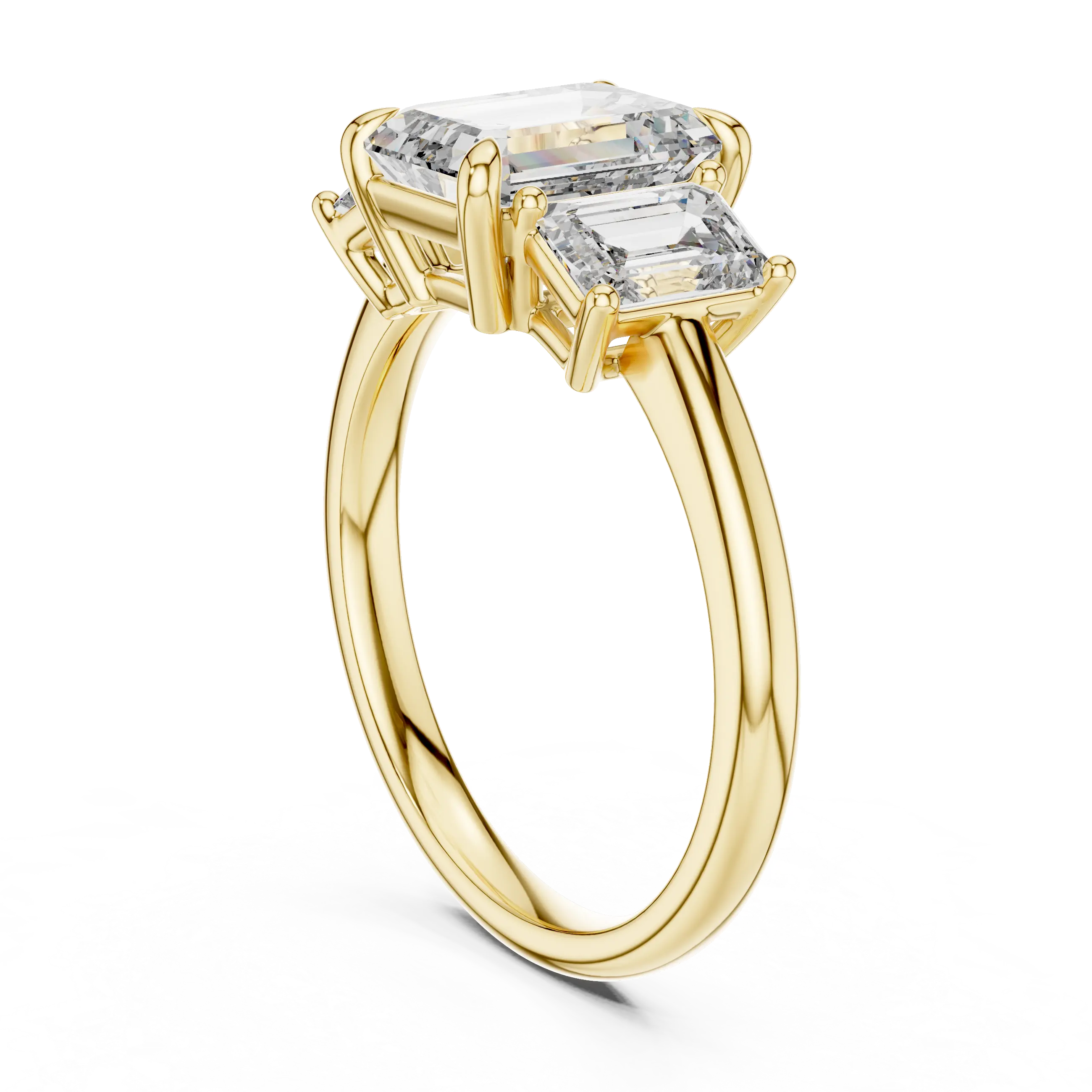 MJR032 - Emerald Cut Architectural Triptych Engagement Ring