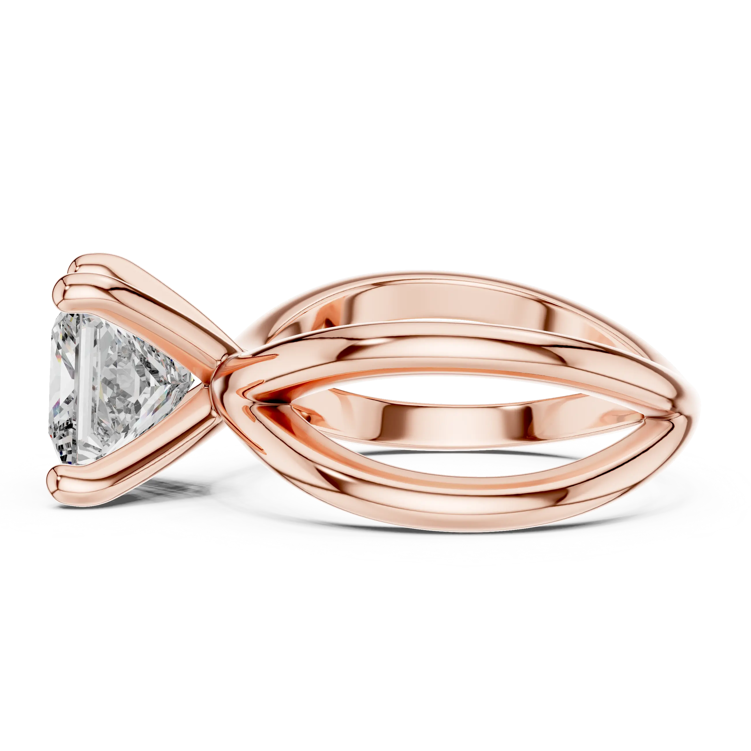 MJR034 - Princess Cut Crossover Lattice Solitaire Ring