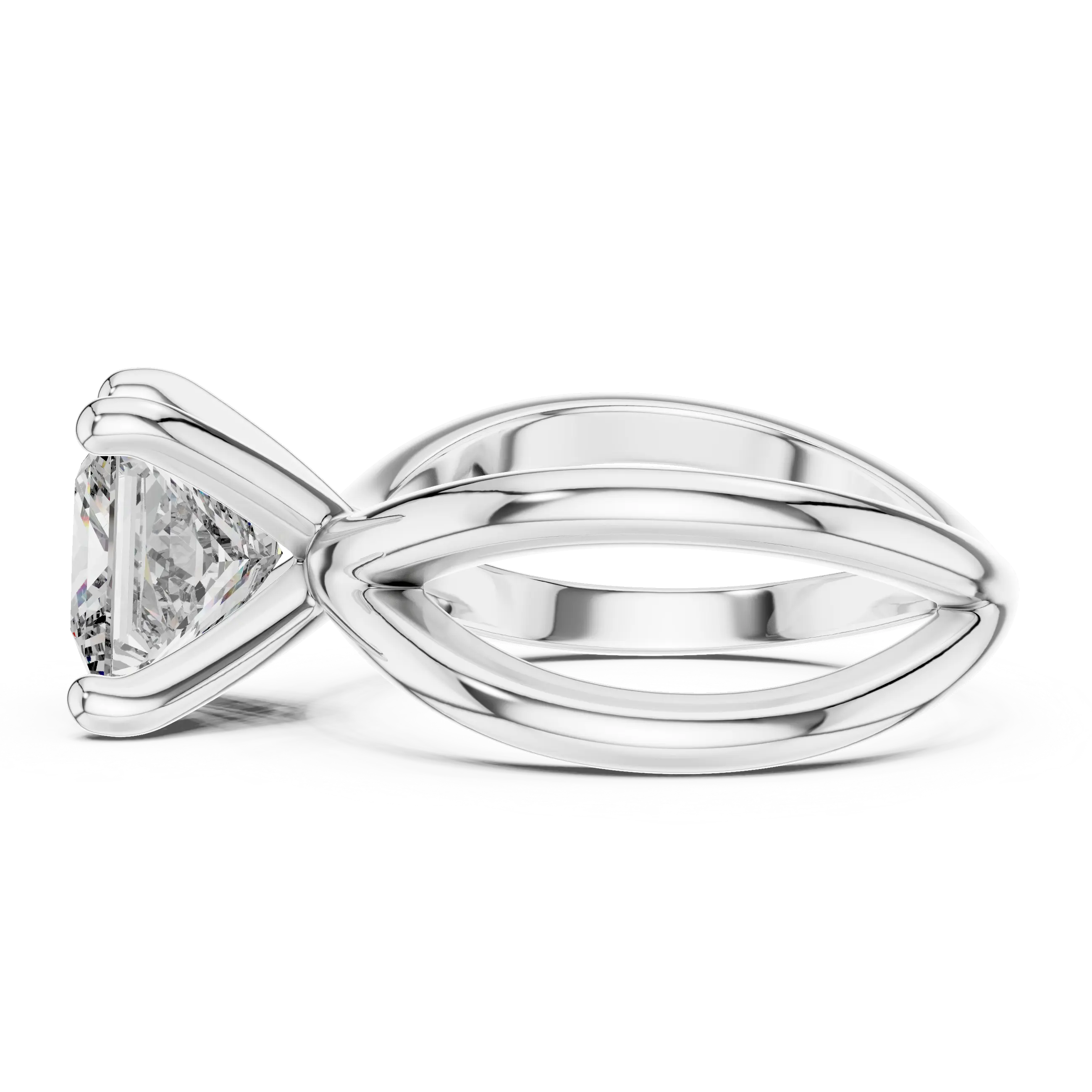MJR034 - Princess Cut Crossover Lattice Solitaire Ring