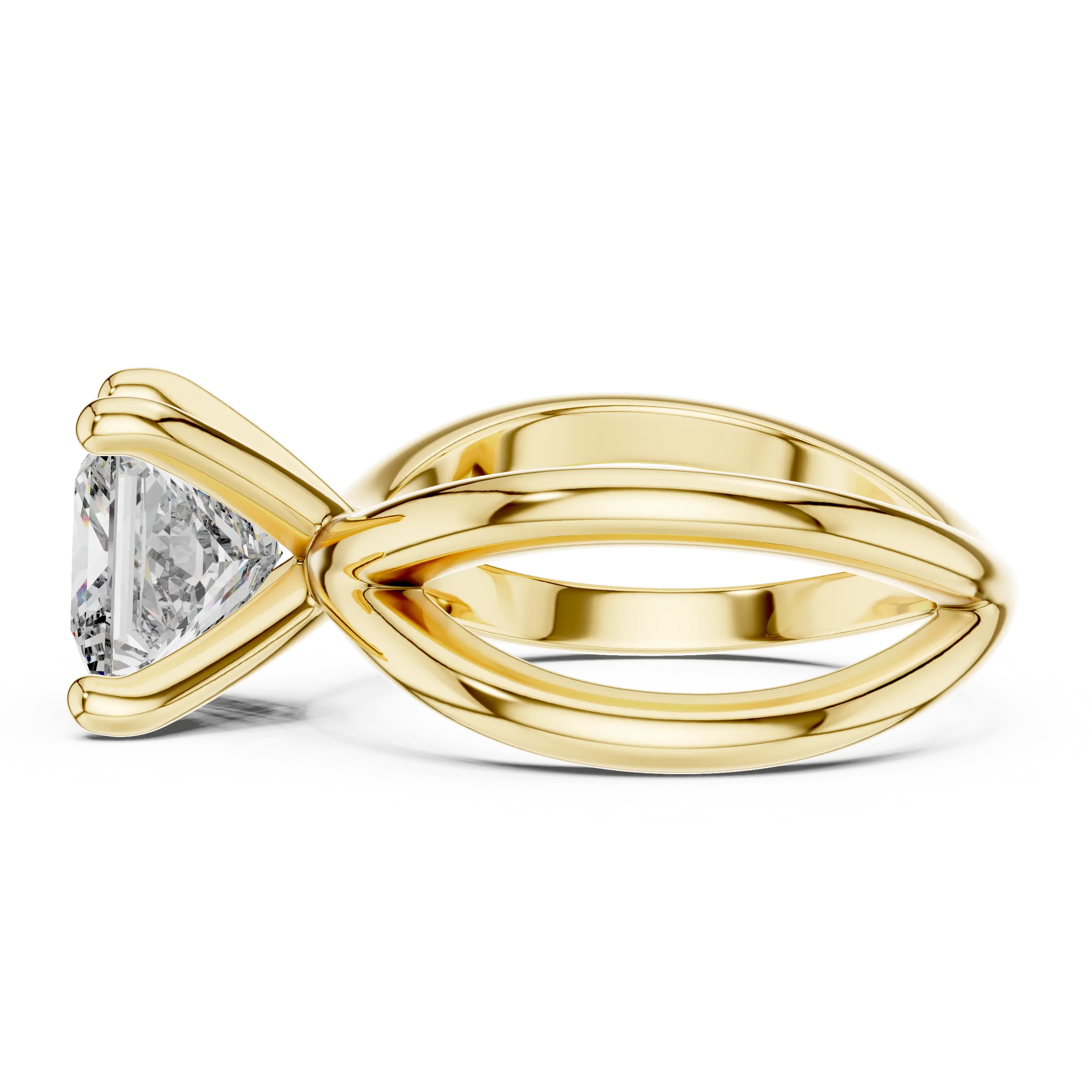 MJR034 - Princess Cut Crossover Lattice Solitaire Ring