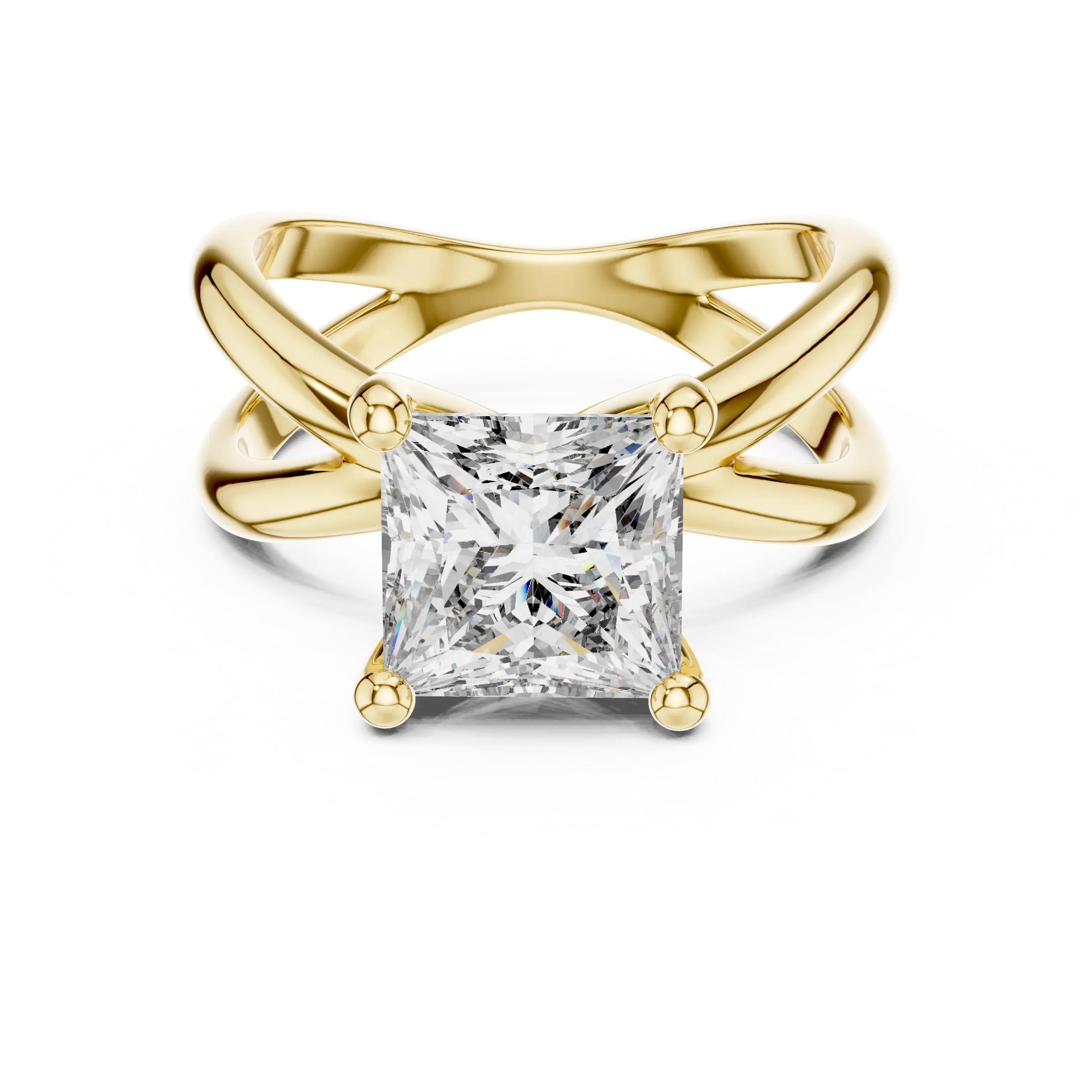 MJR034 - Princess Cut Crossover Lattice Solitaire Ring