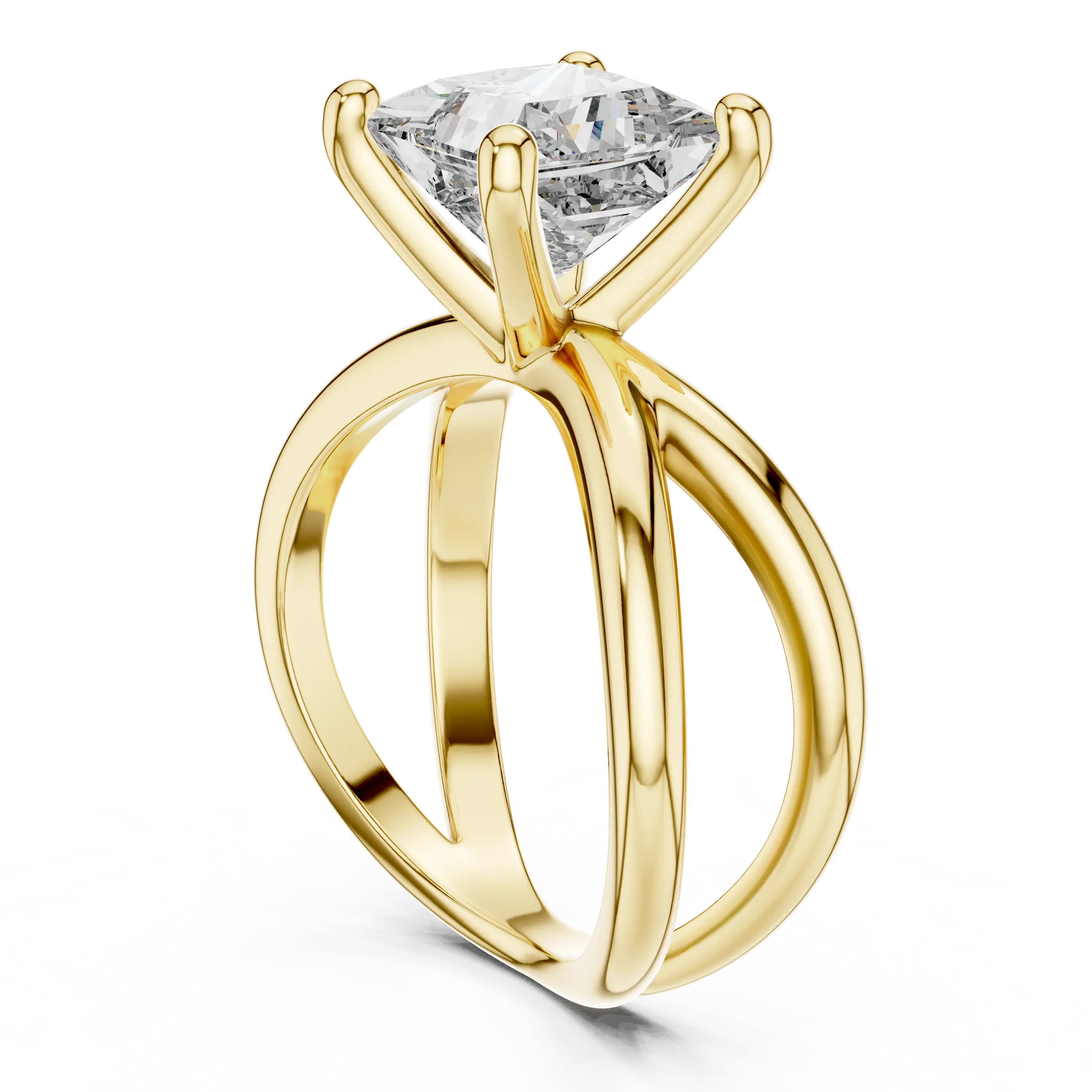 MJR034 - Princess Cut Crossover Lattice Solitaire Ring