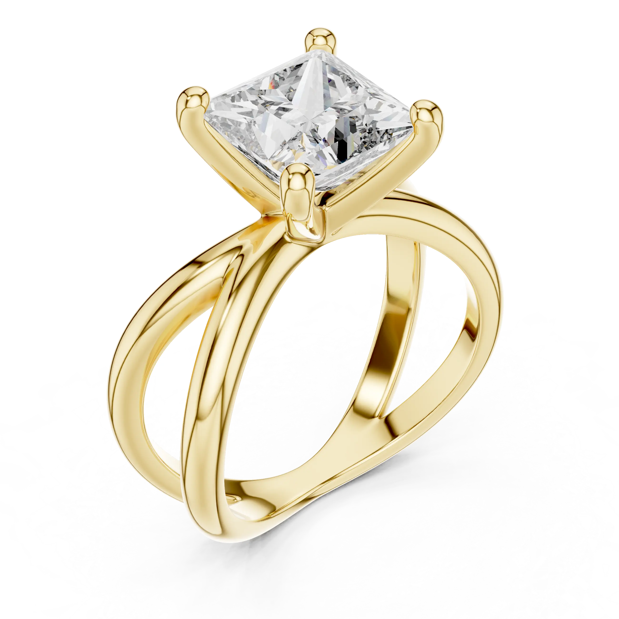 MJR034 - Princess Cut Crossover Lattice Solitaire Ring