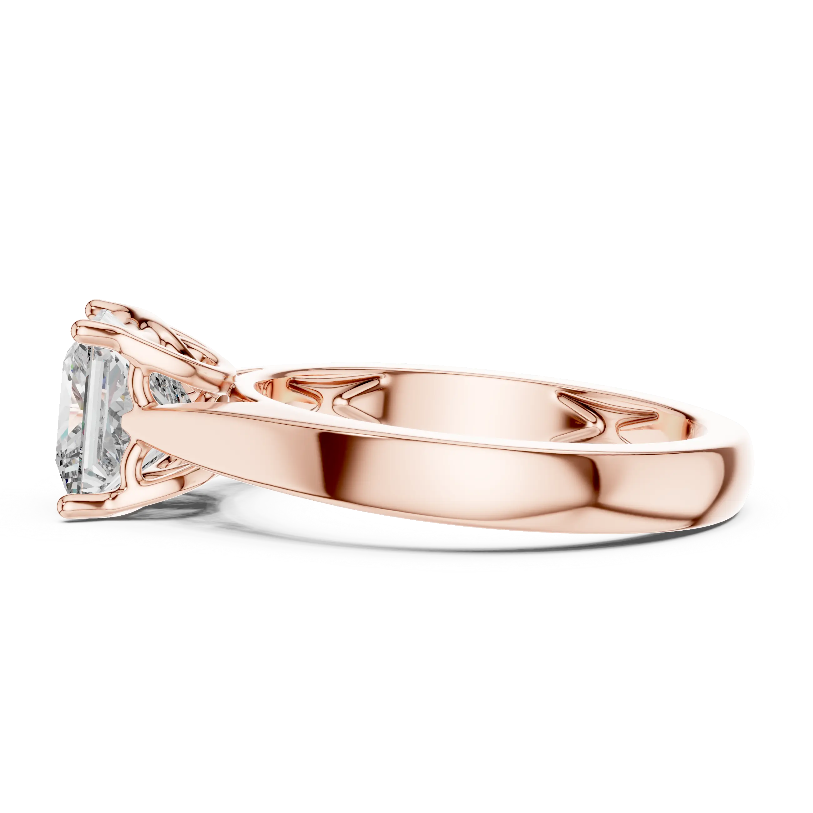 MJR035 - Bold Geometric Tapered Shank Minimalist Bridal Ring