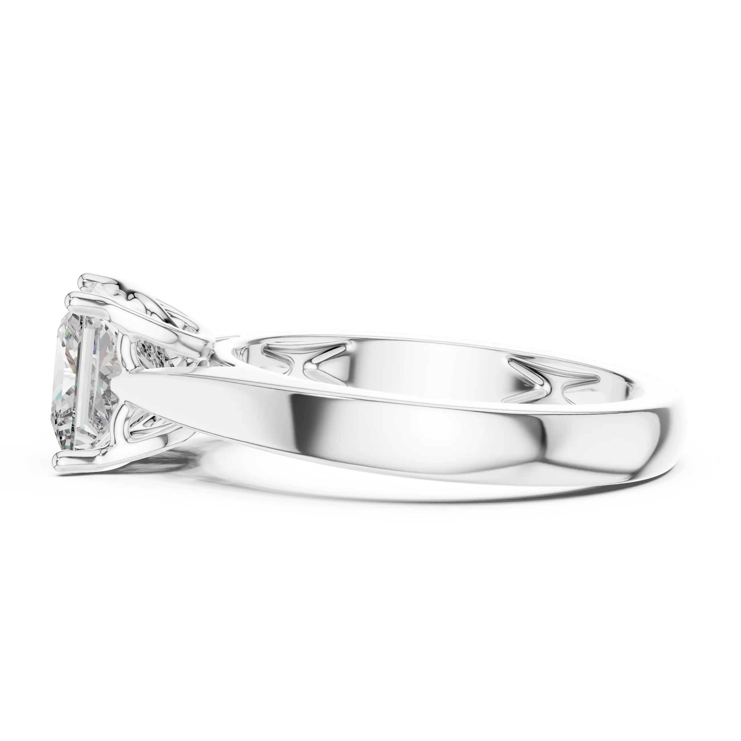 MJR035 - Bold Geometric Tapered Shank Minimalist Bridal Ring
