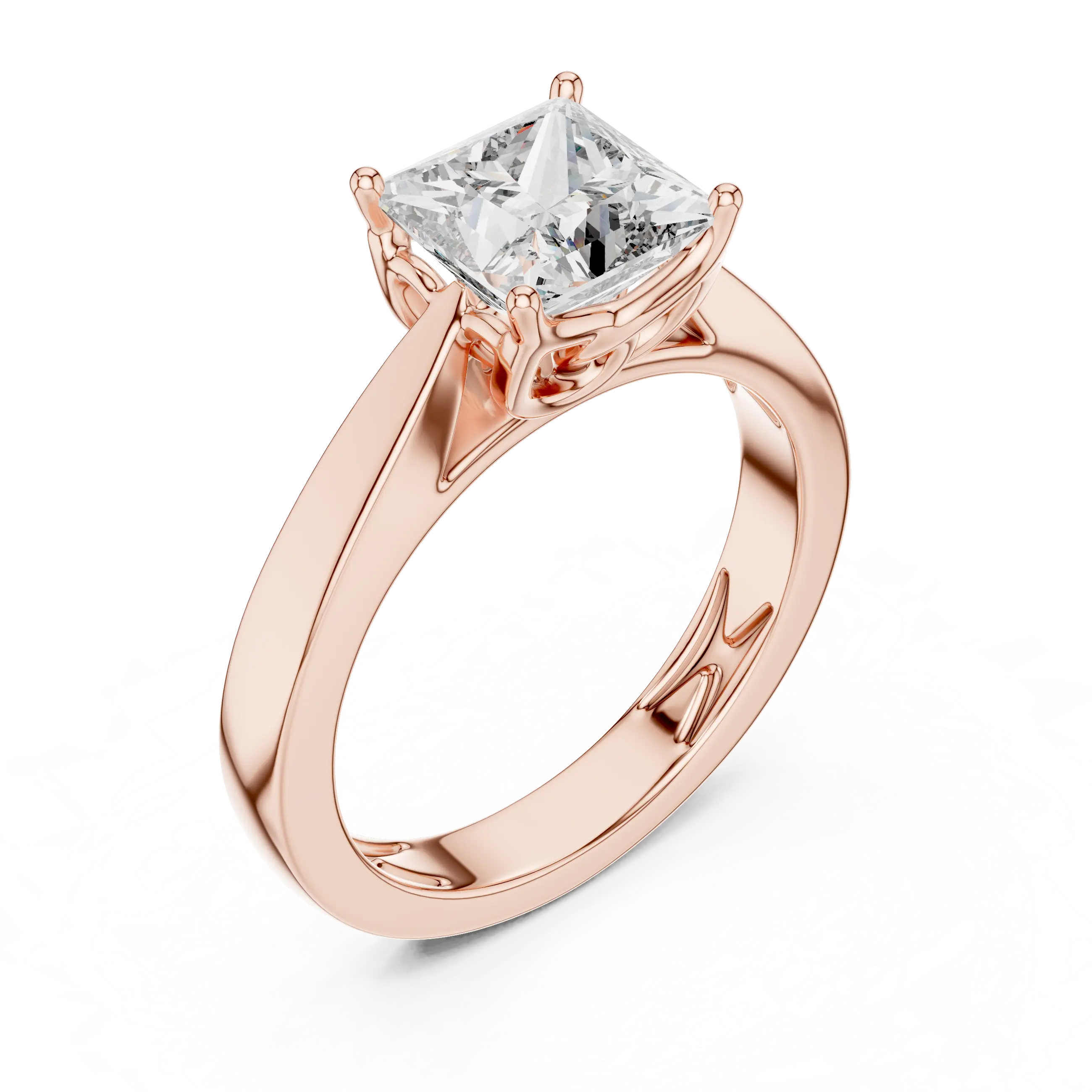 MJR035 - Bold Geometric Tapered Shank Minimalist Bridal Ring