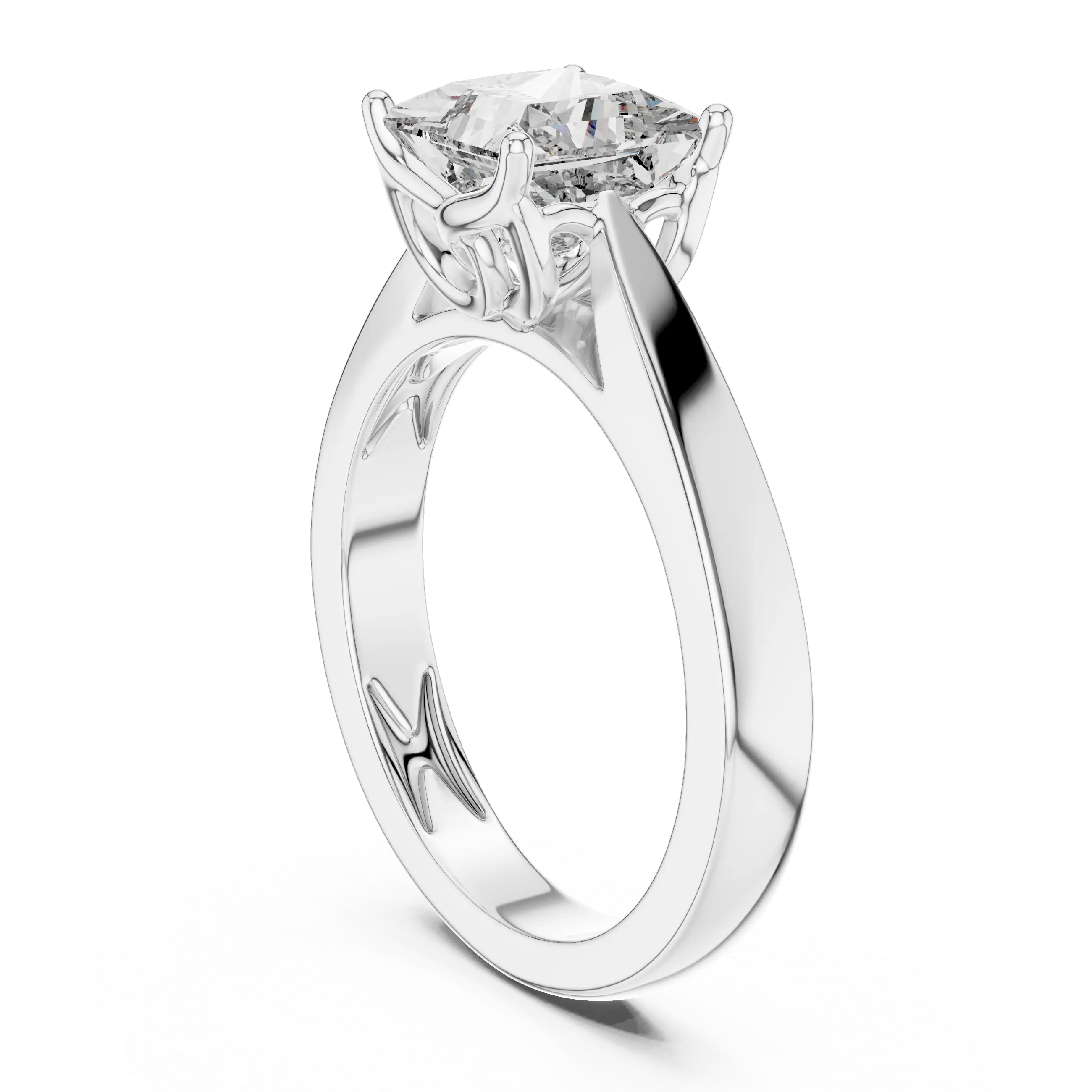 MJR035 - Bold Geometric Tapered Shank Minimalist Bridal Ring