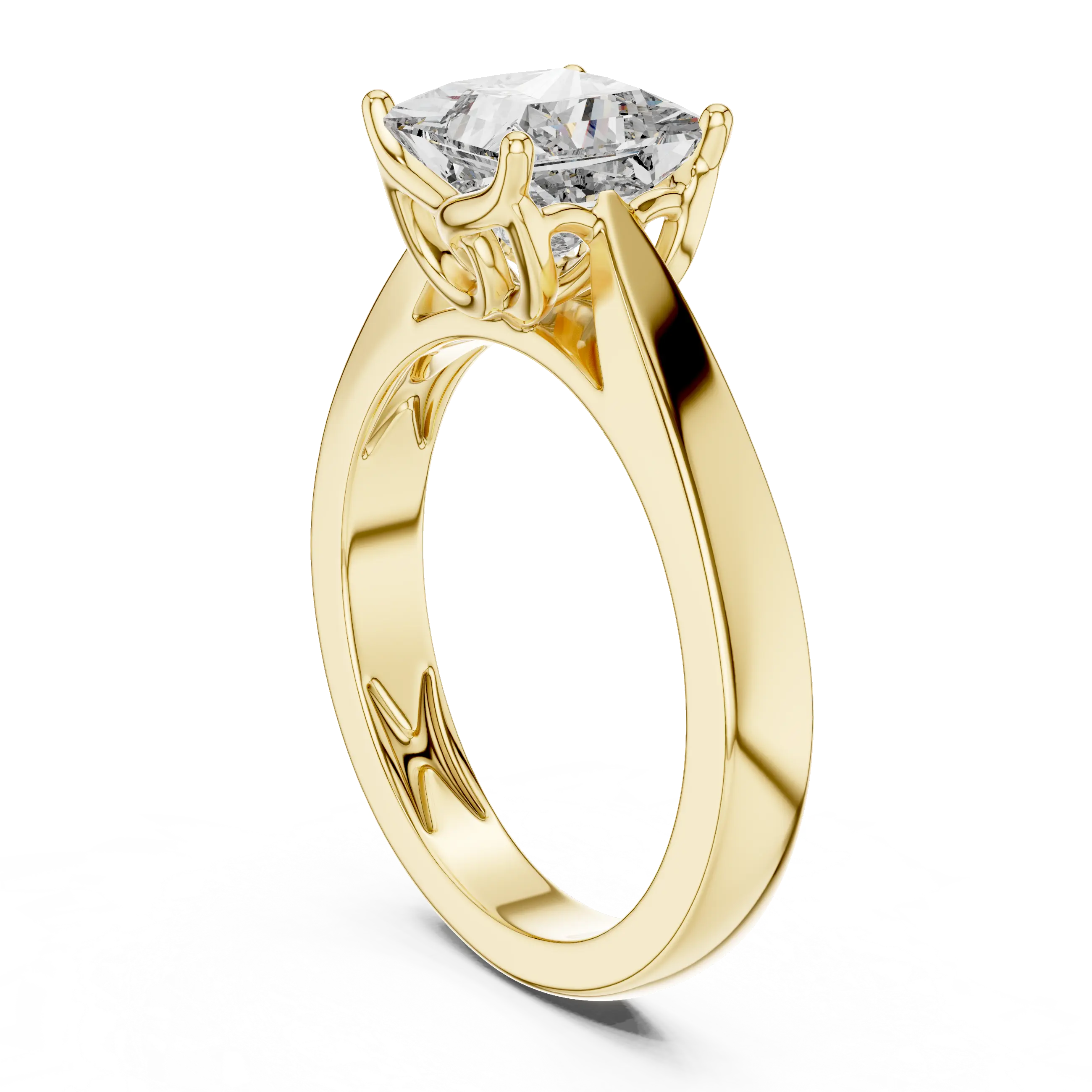 MJR035 - Bold Geometric Tapered Shank Minimalist Bridal Ring