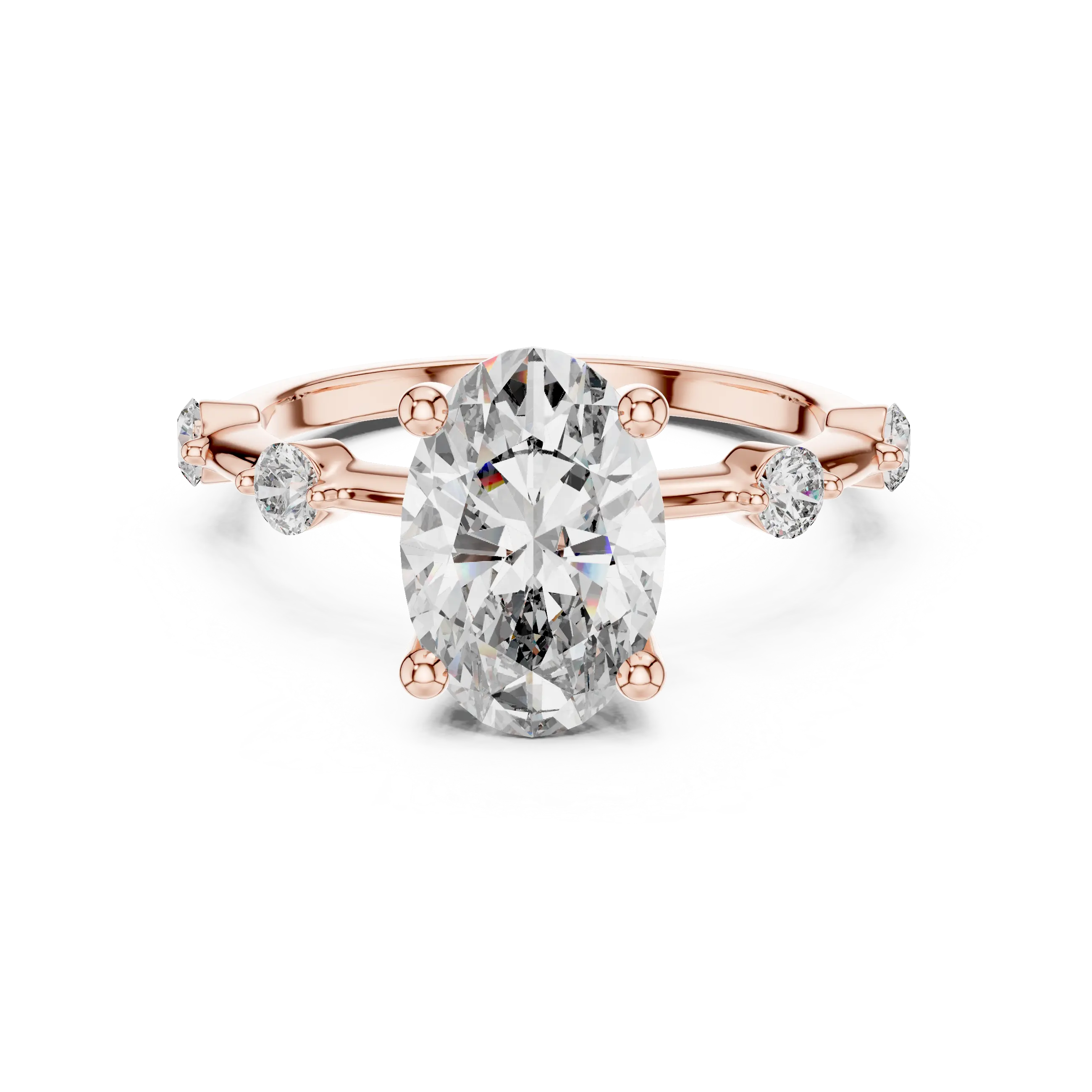 MJR036 - Enchanting Shared Prong Stationed Shank Bridal Ring