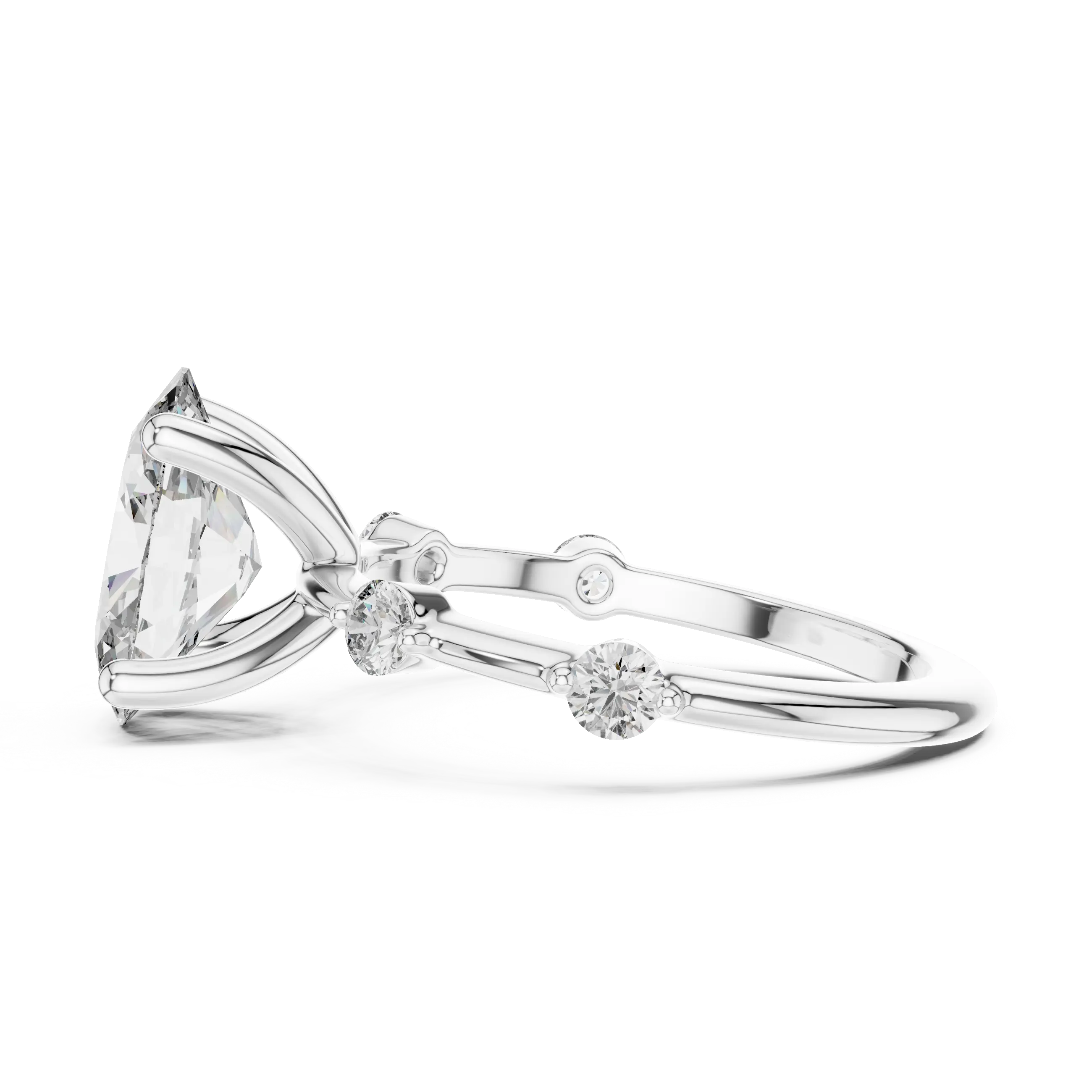 MJR036 - Enchanting Shared Prong Stationed Shank Bridal Ring