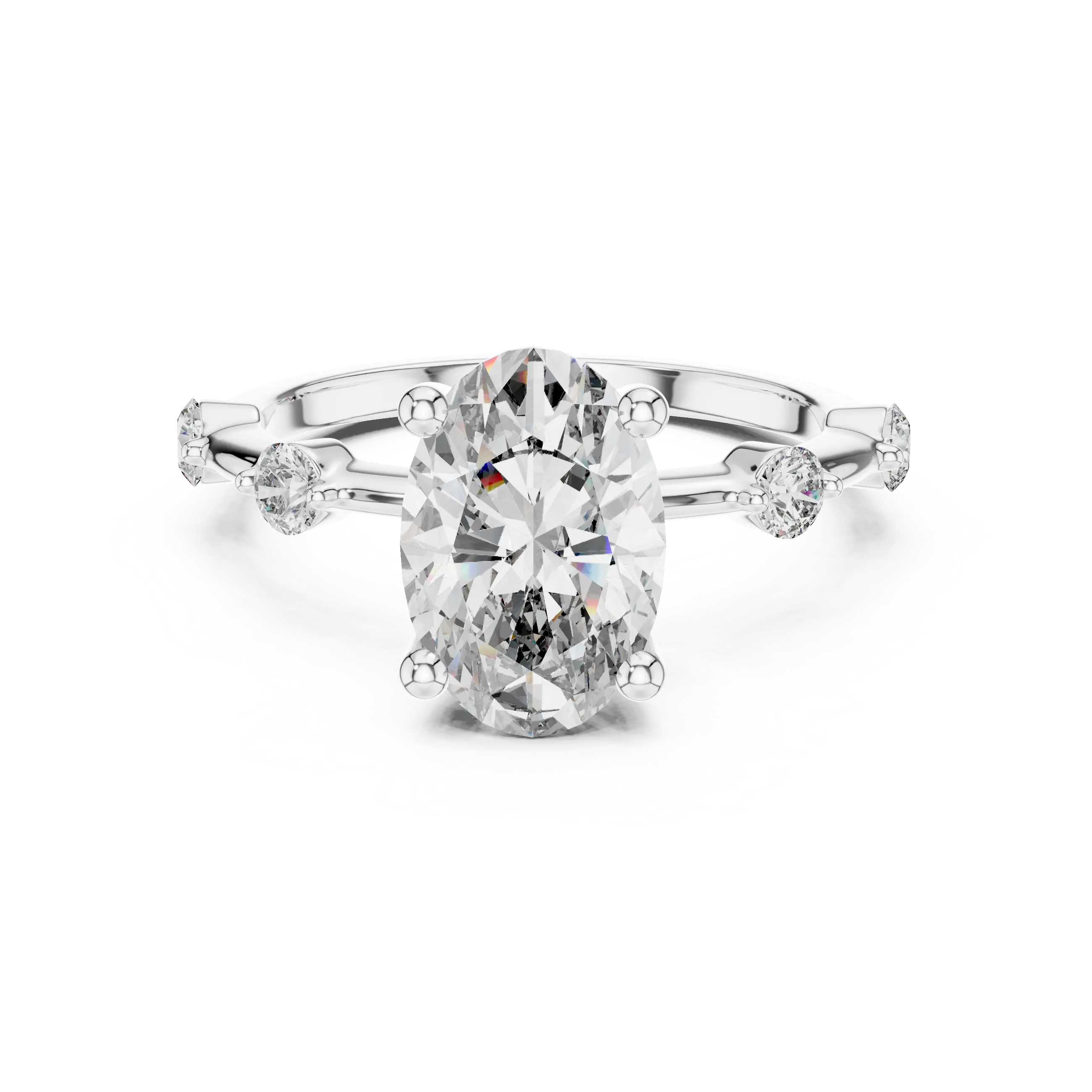 MJR036 - Enchanting Shared Prong Stationed Shank Bridal Ring