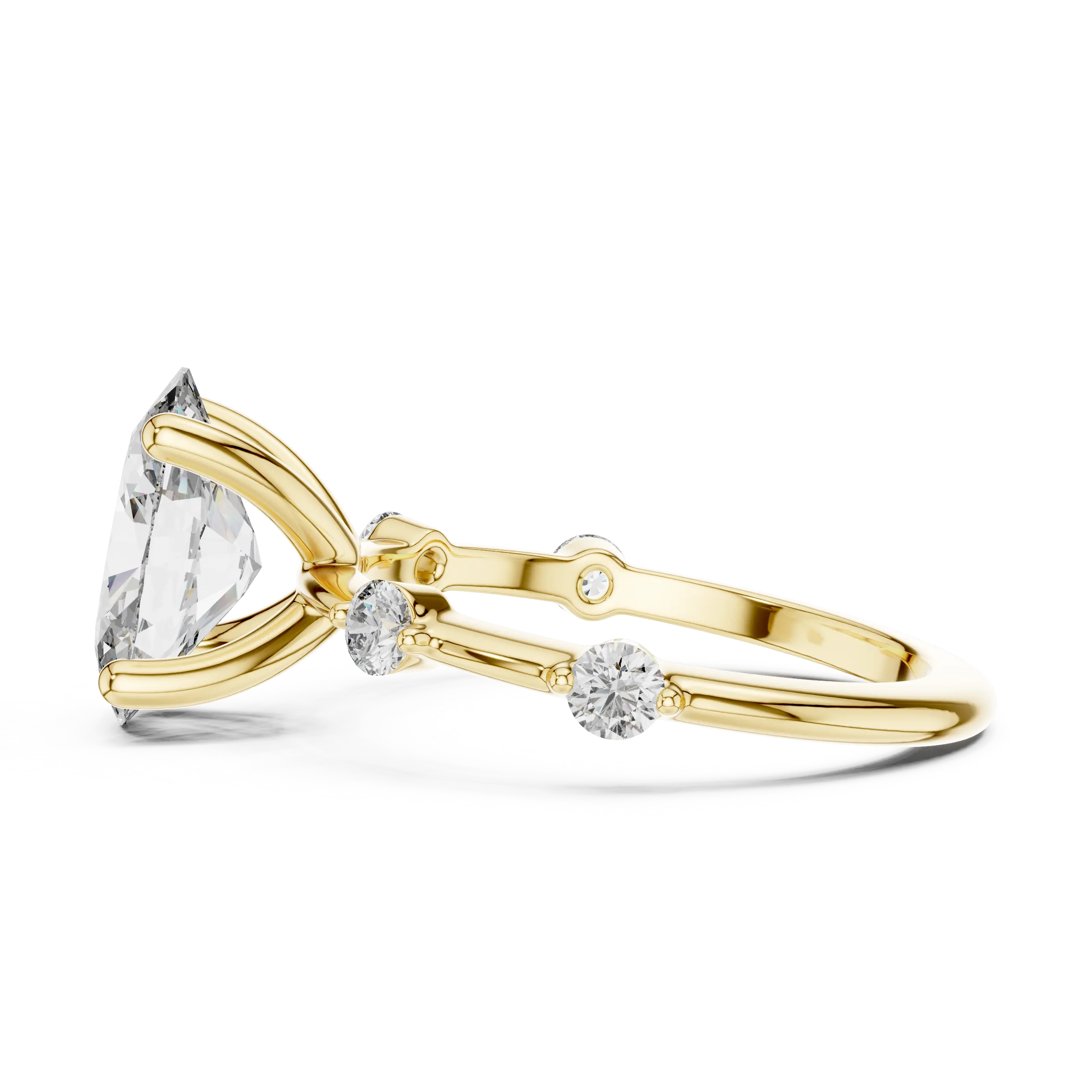MJR036 - Enchanting Shared Prong Stationed Shank Bridal Ring