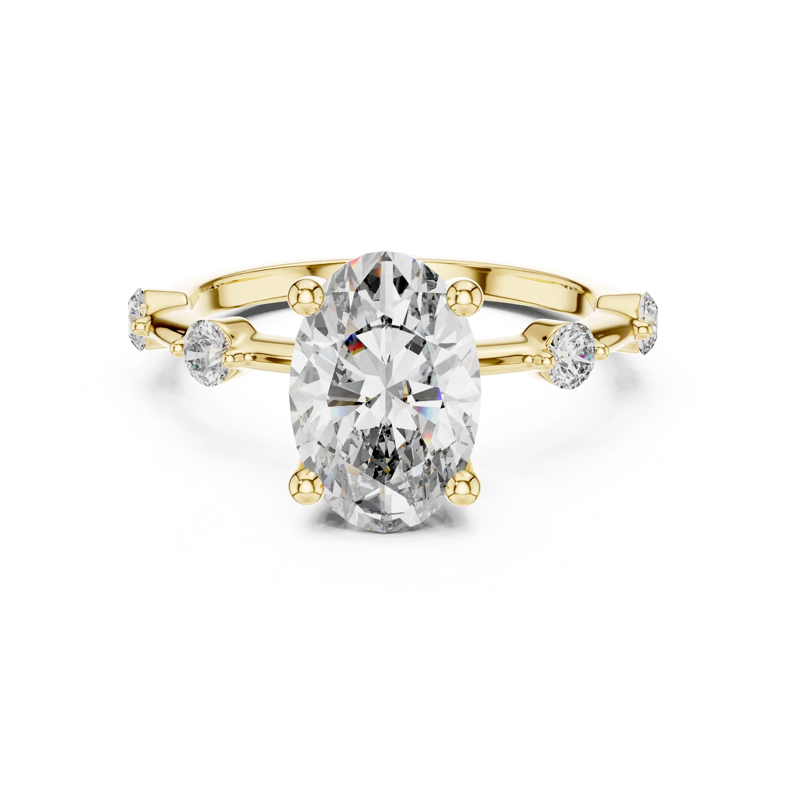 MJR036 - Enchanting Shared Prong Stationed Shank Bridal Ring
