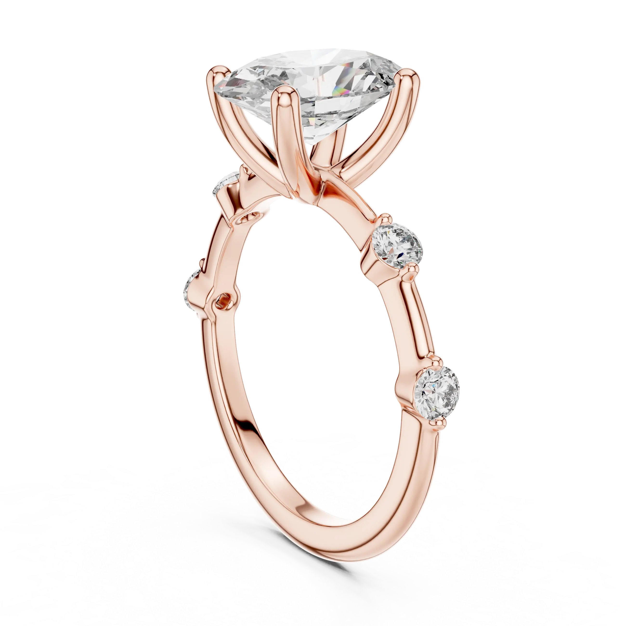 MJR036 - Enchanting Shared Prong Stationed Shank Bridal Ring
