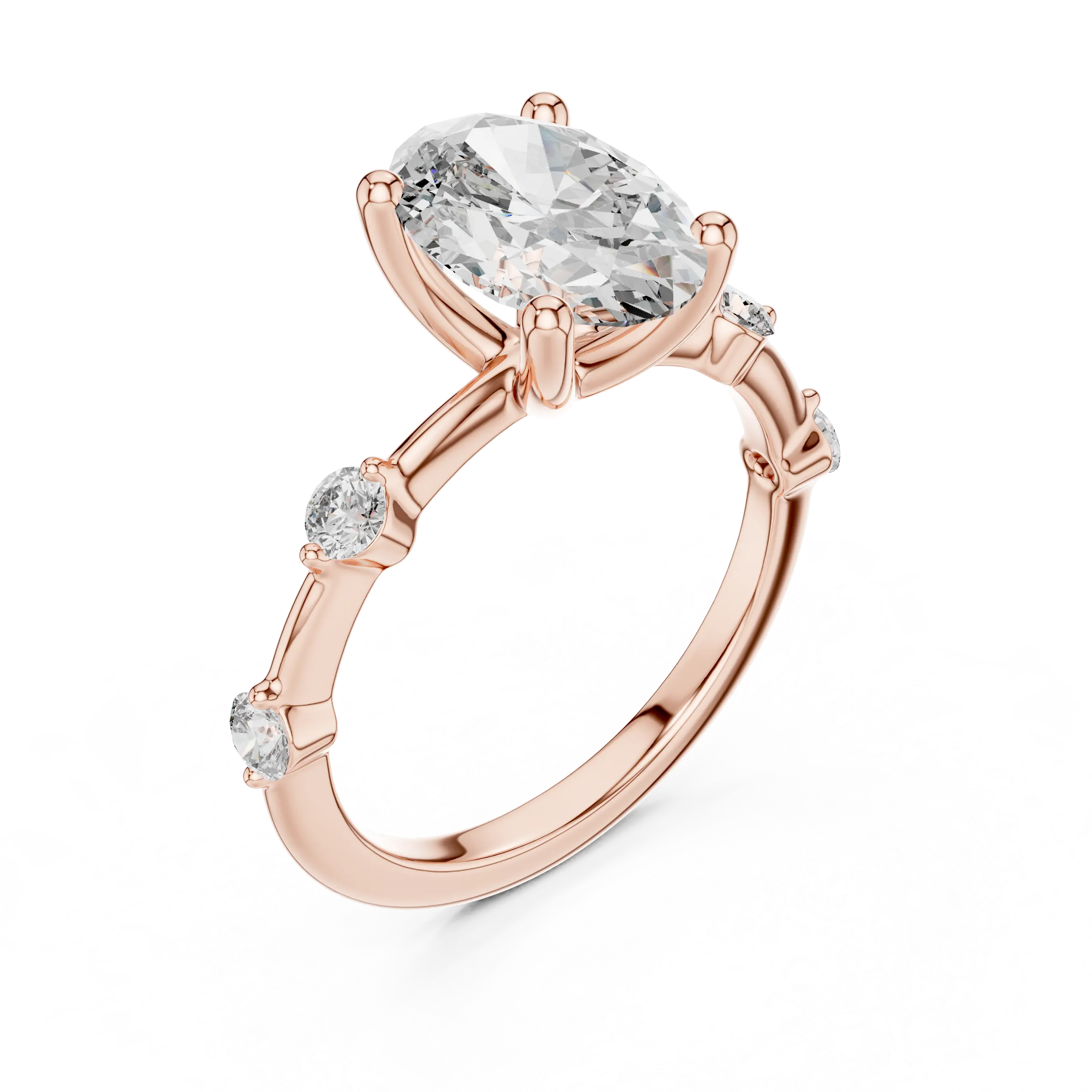 MJR036 - Enchanting Shared Prong Stationed Shank Bridal Ring