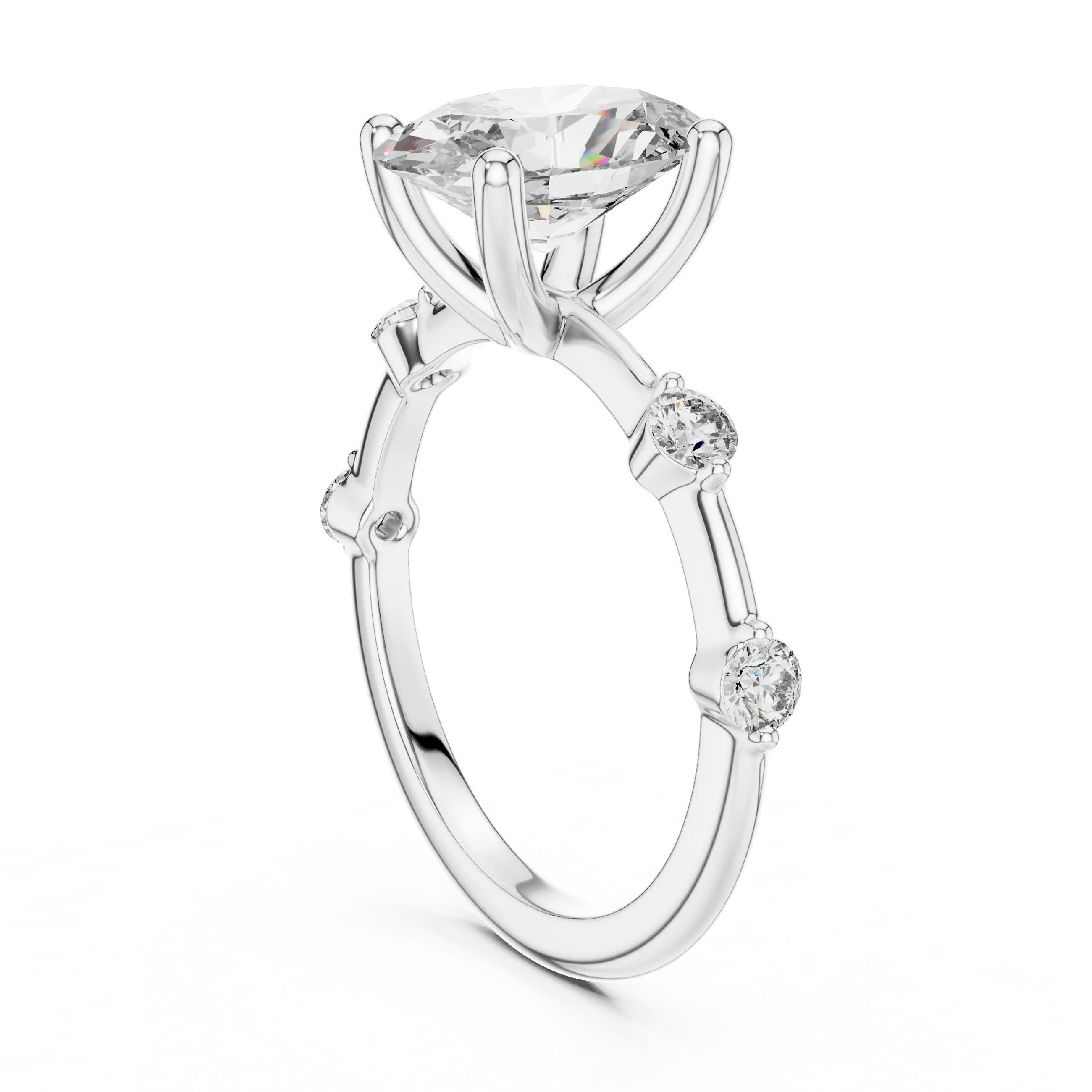 MJR036 - Enchanting Shared Prong Stationed Shank Bridal Ring