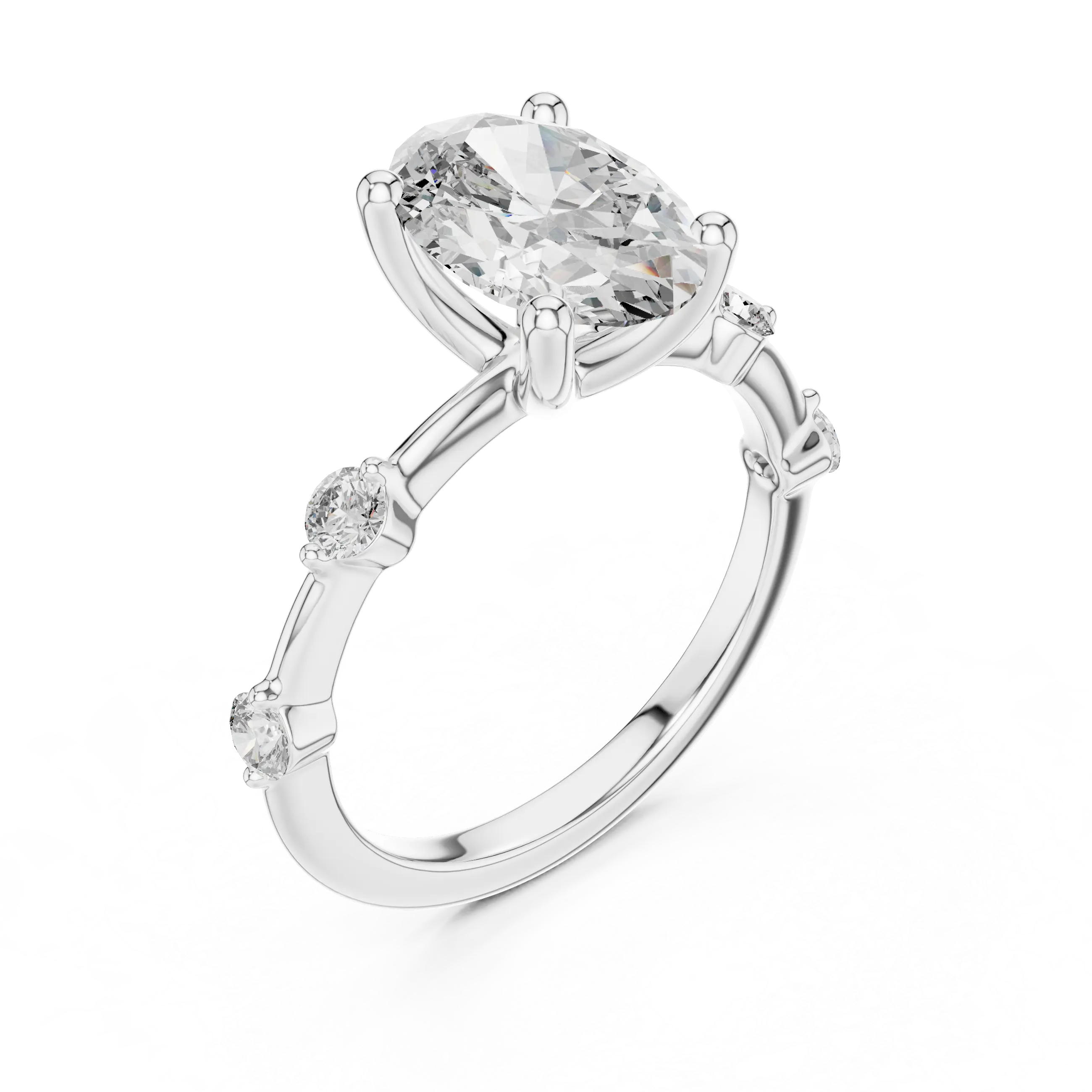 MJR036 - Enchanting Shared Prong Stationed Shank Bridal Ring