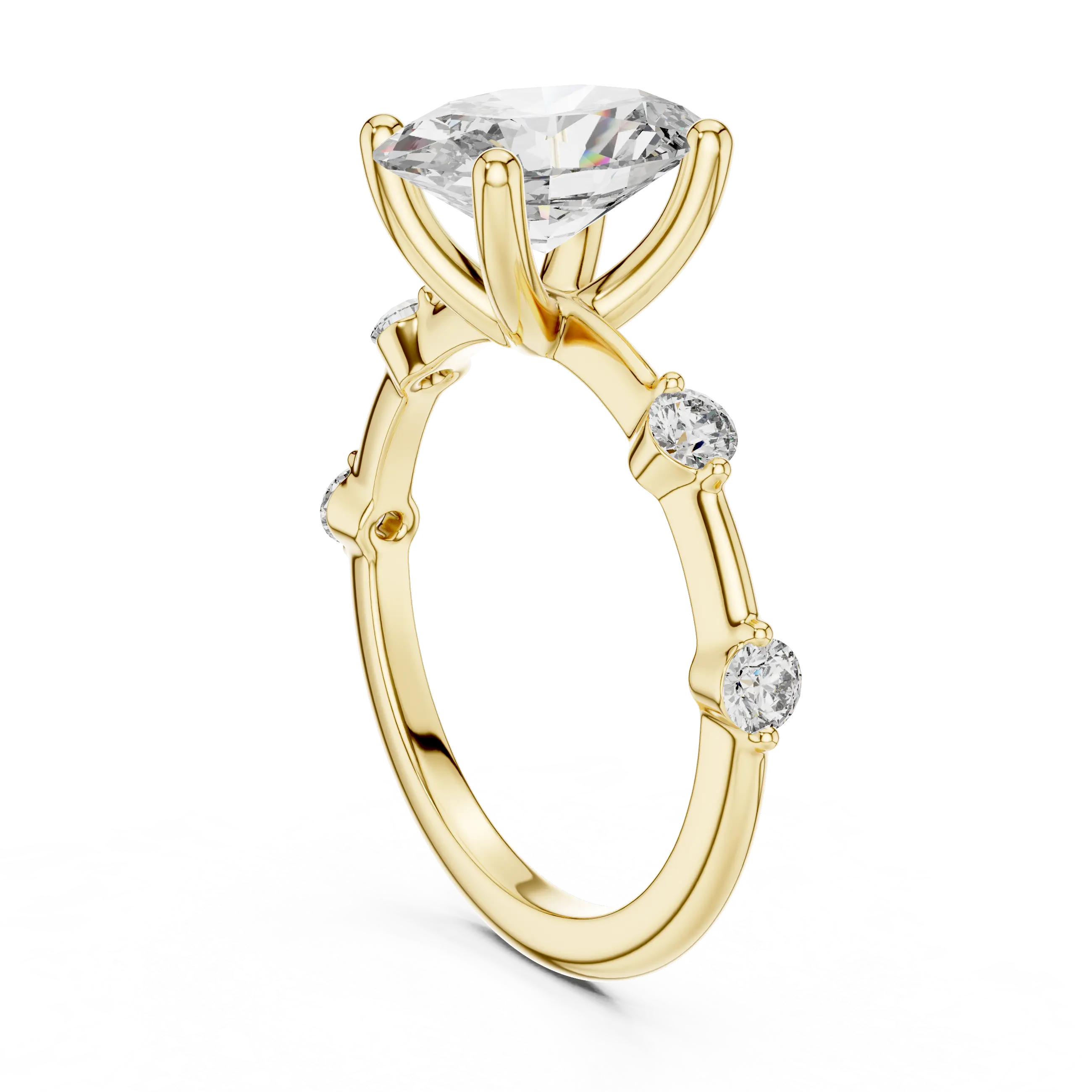 MJR036 - Enchanting Shared Prong Stationed Shank Bridal Ring