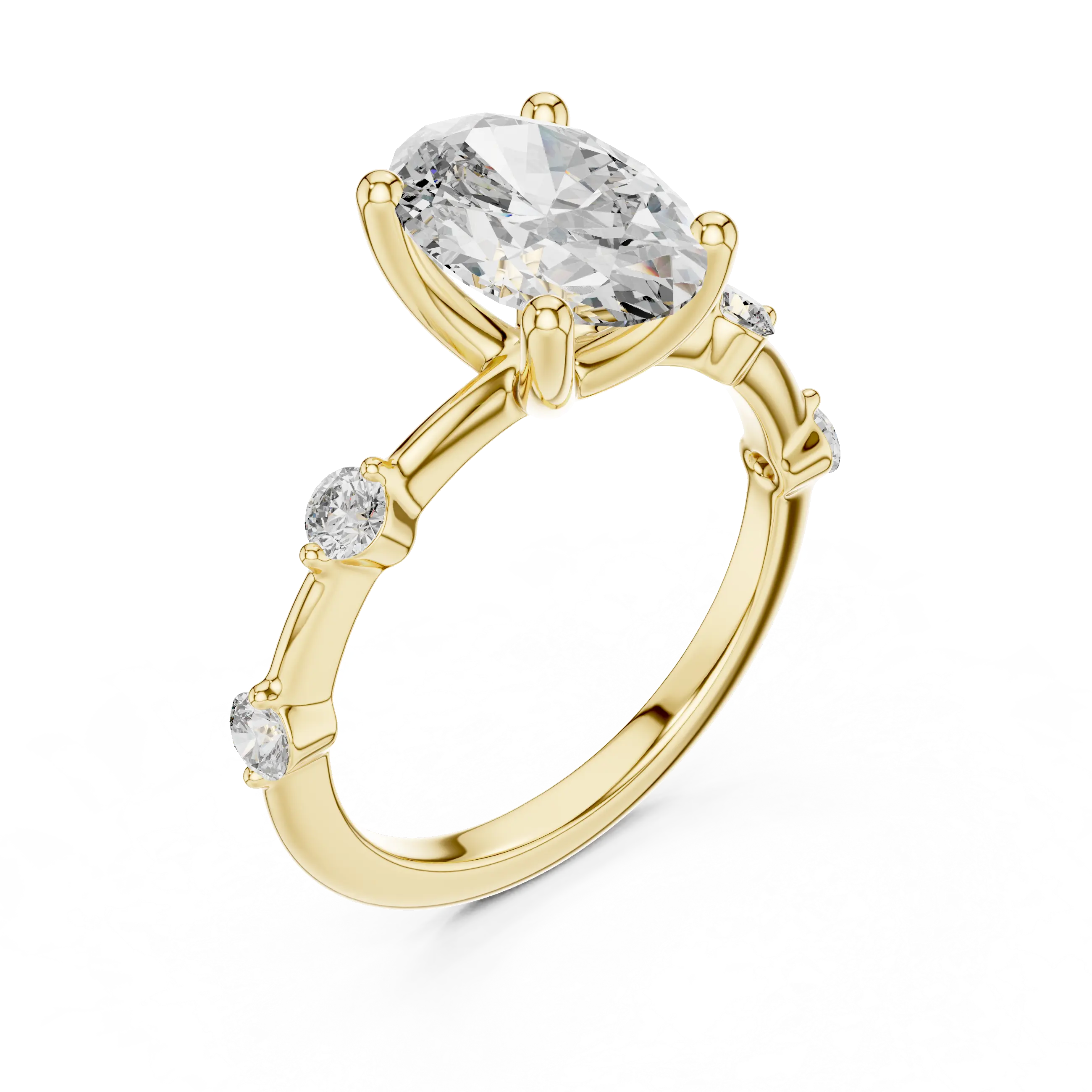 MJR036 - Enchanting Shared Prong Stationed Shank Bridal Ring