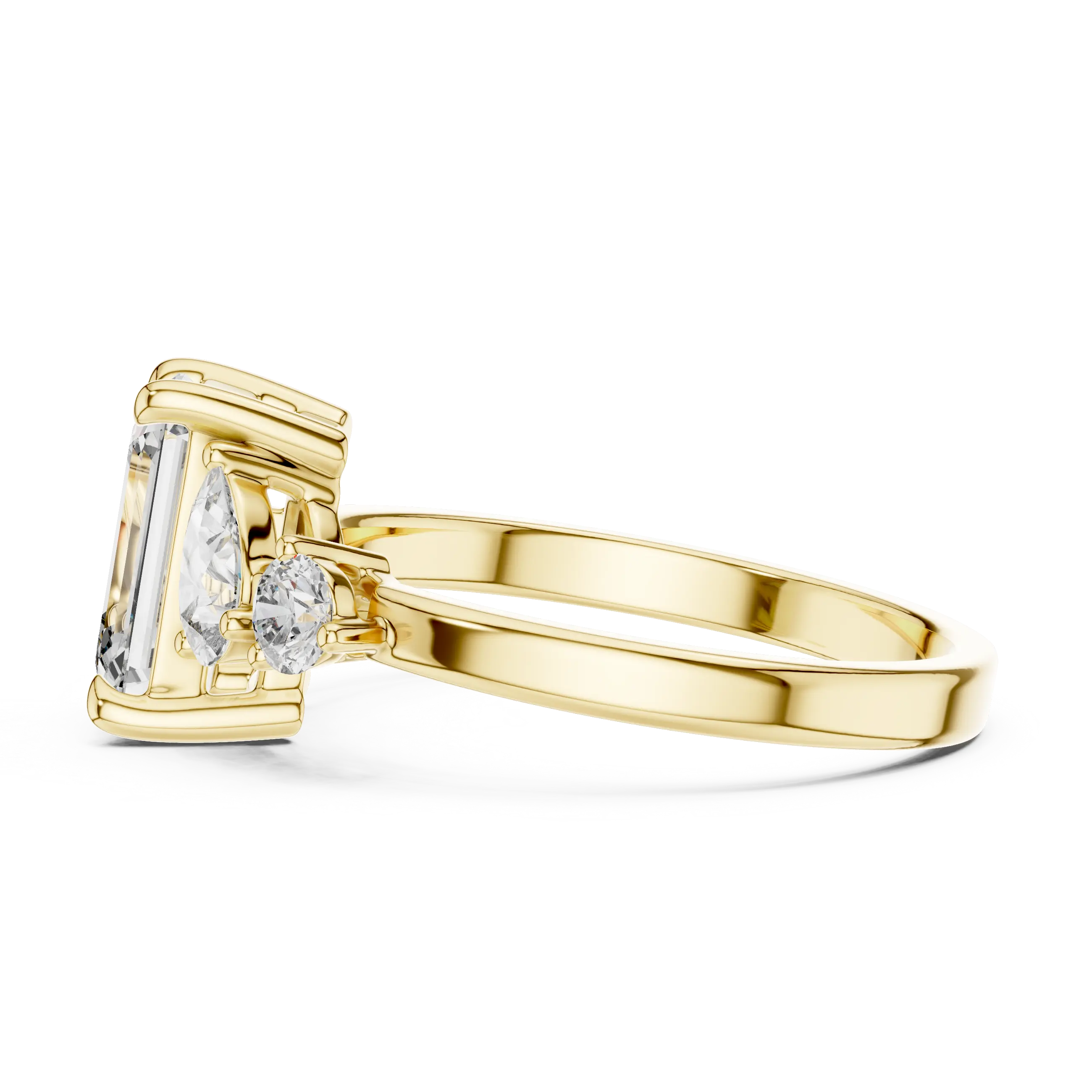 MJR038 - Modern Parallel Facet Cluster Tapered Band Ring