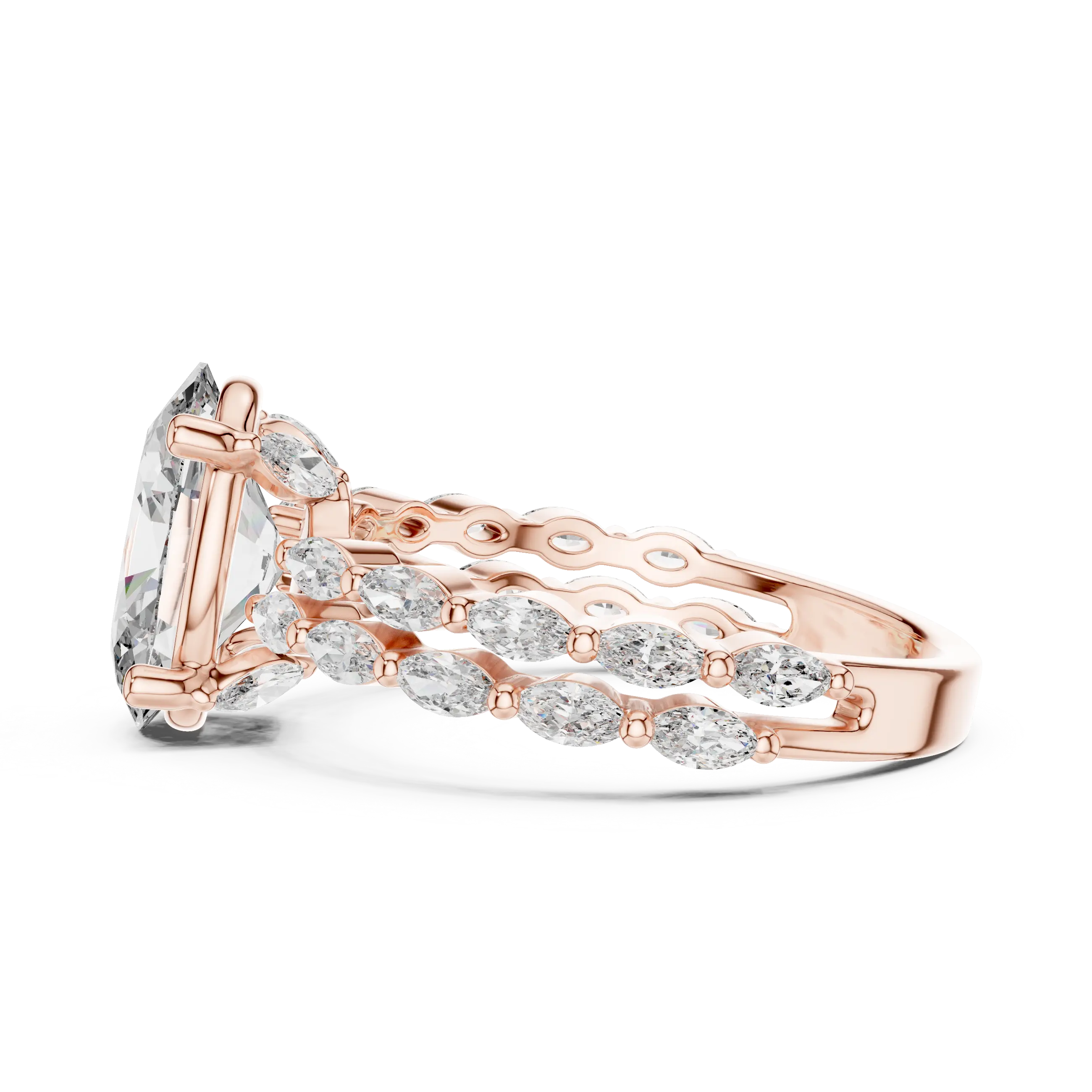 MJR039 - Luxe Layered Shank Navette Cluster Ring